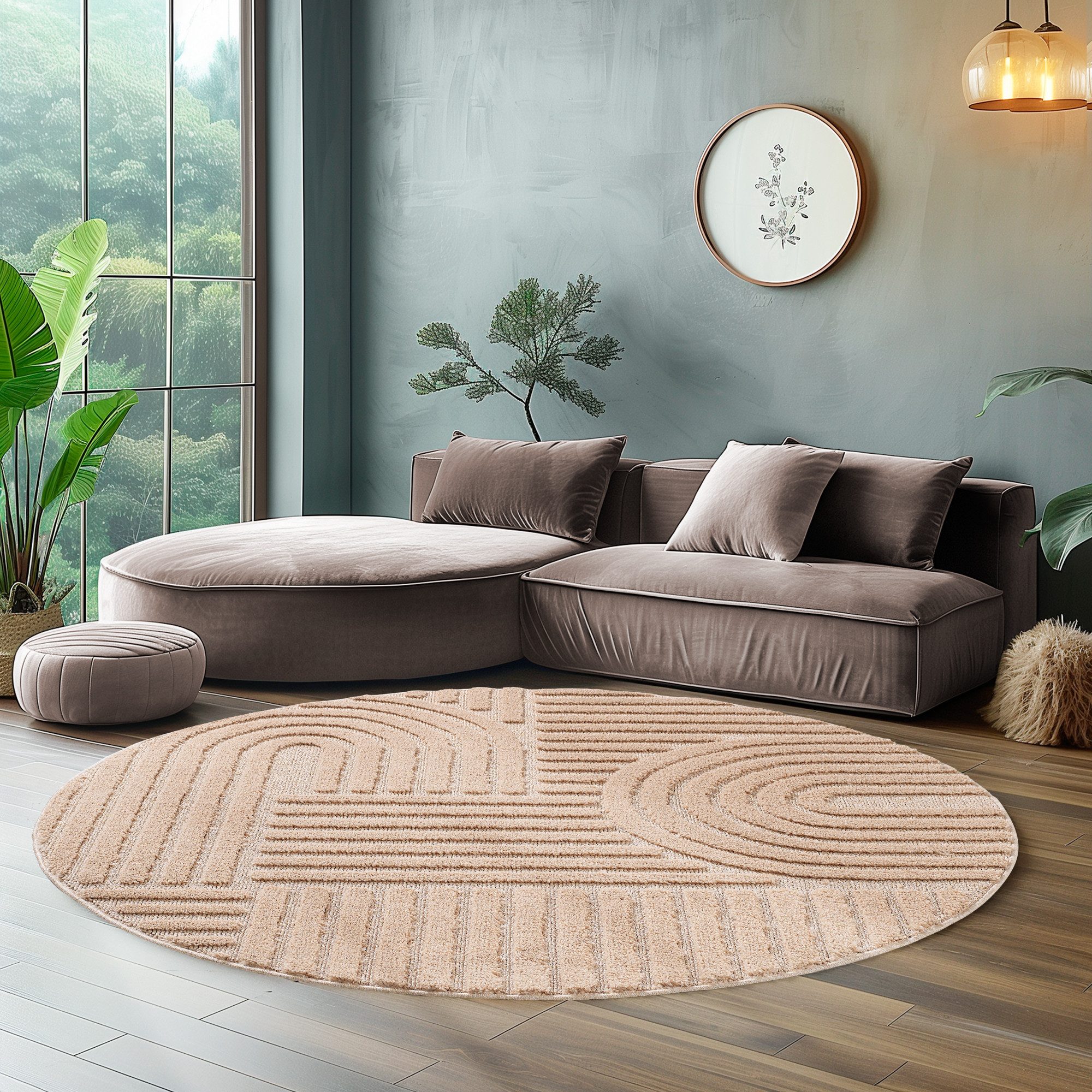 SIMPEX24 Designteppich Skandinavischer Boho, Rund, Höhe: günstig online kaufen