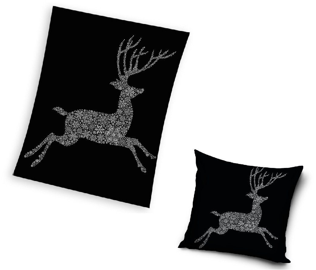 Wohndecke Weihnachten Set Coral Fleecedecke 150 x 200 cm + Kissen 40 x 40 c günstig online kaufen