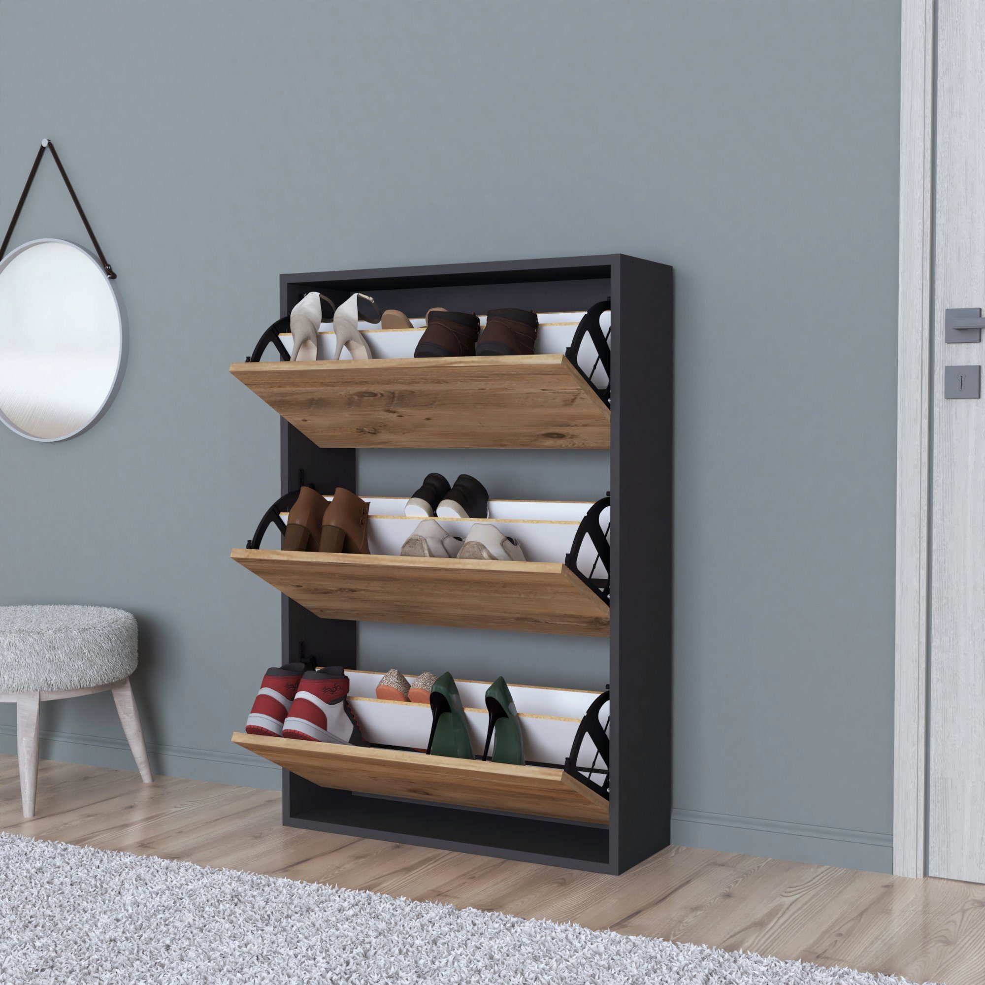 en.casa Schuhschrank »Aurskog« mit Kipptüren 110x73 günstig online kaufen