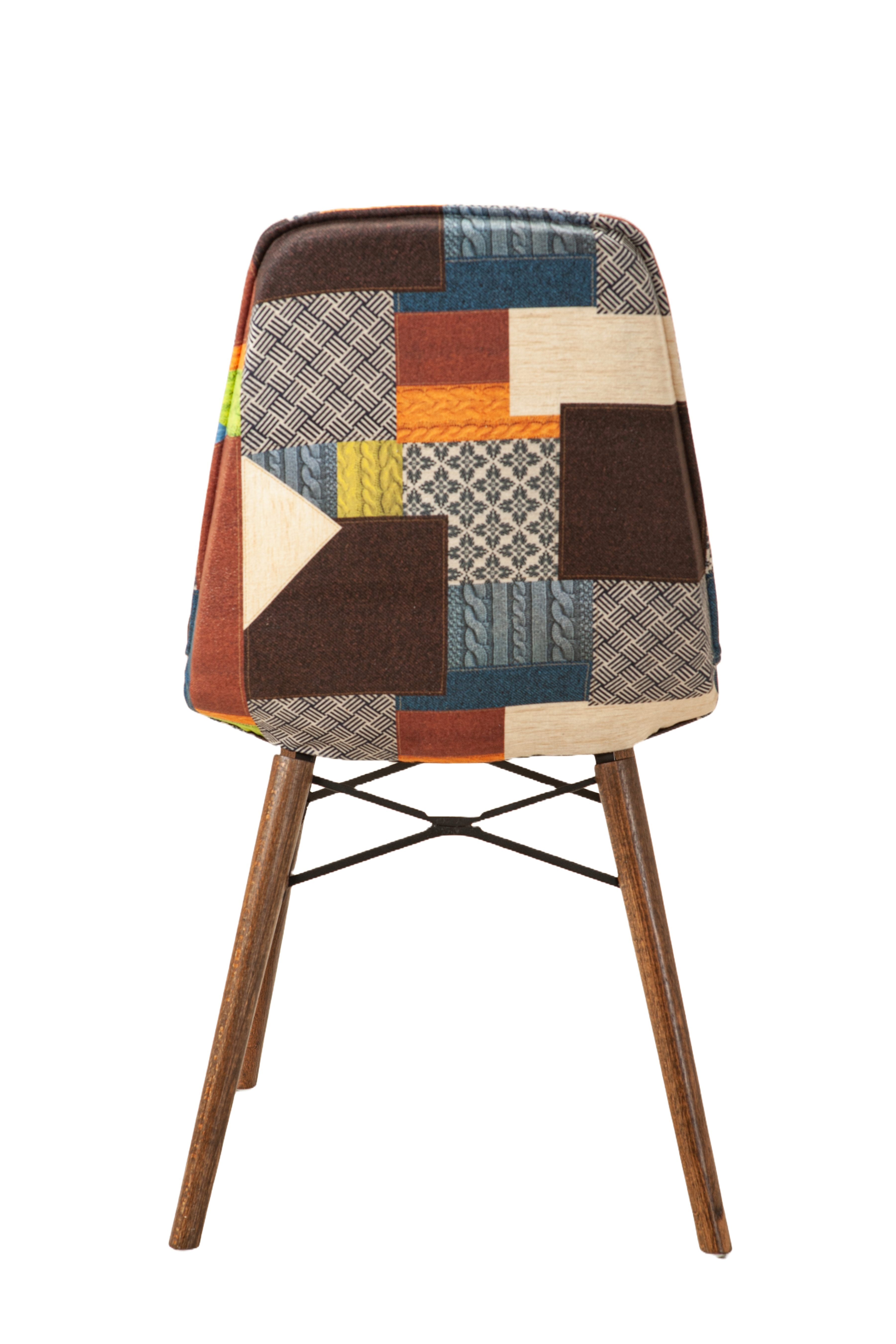 Stuhlmann Esszimmerstuhl Denver (632E, 1 St), Bunter Designerstuhl mit Holzbeinen – Modernes Patchwork-Design