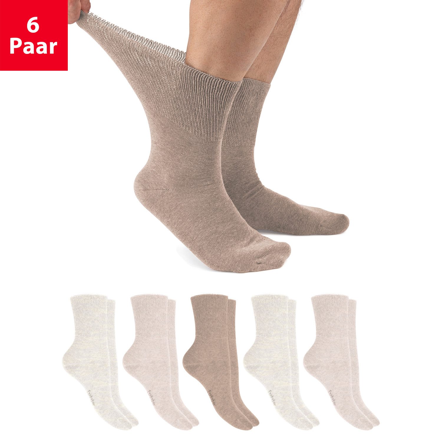 Footstar Gesundheitssocken Gesundheits Diabetiker Socken für Damen & Herren (6 Paar)