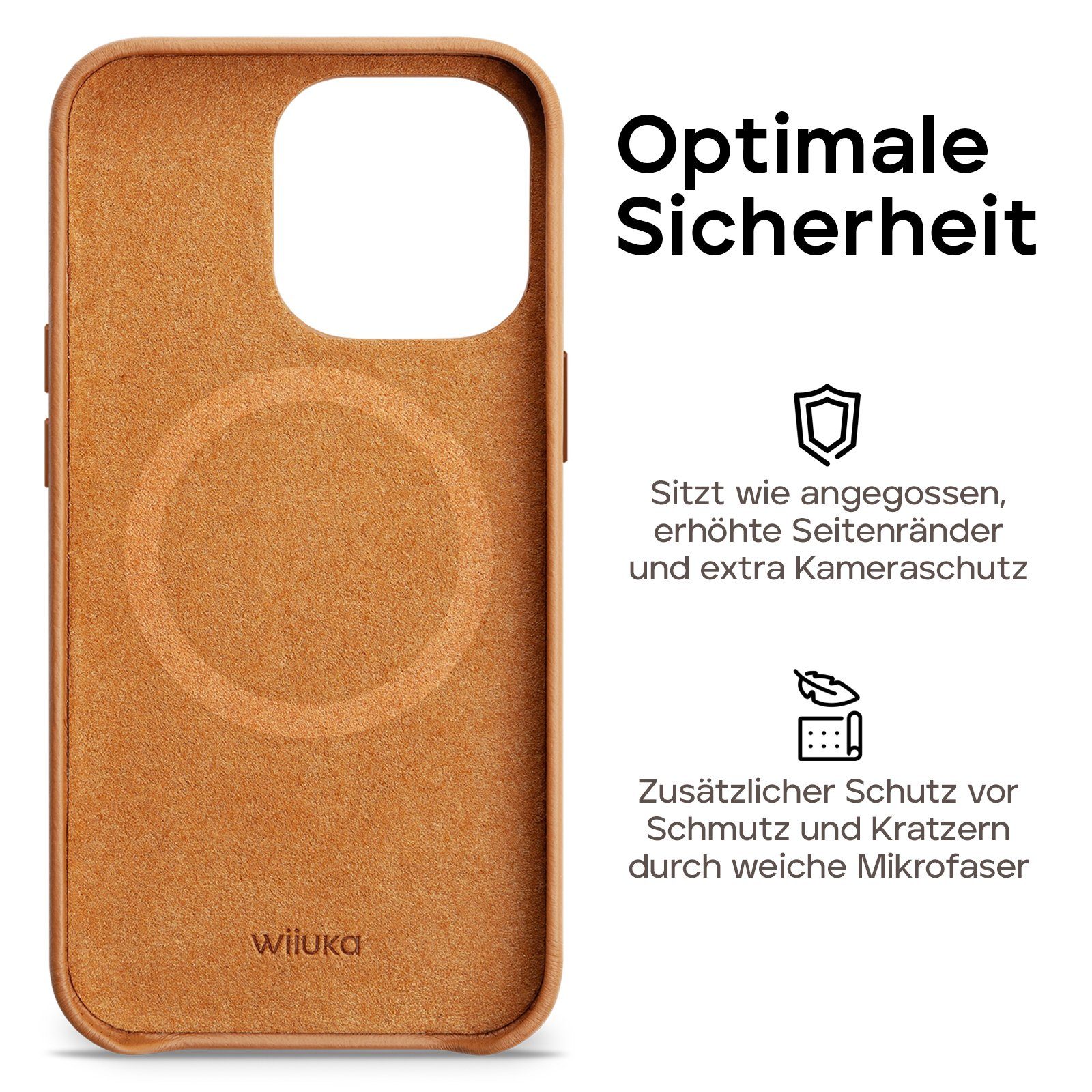 wiiuka Smartphone-Hülle skiin MACARON Handyhülle für iPhone 13 Pro Max, Handgefertigt - Deutsches Leder, Premium Case