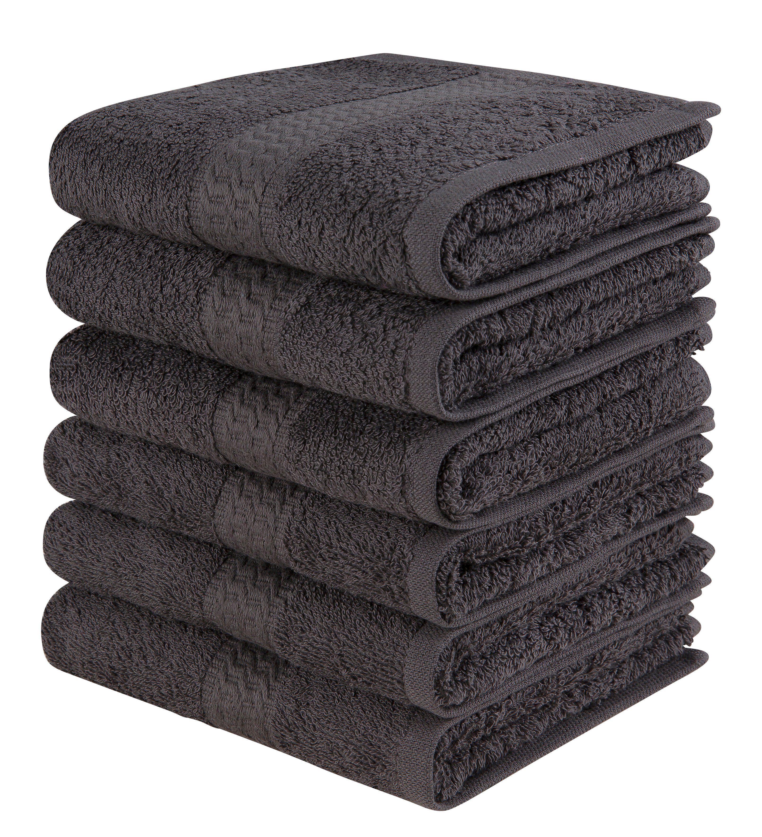 OTTO home Gästehandtücher Juna, als Set und Serie erhältlich, 6 Gästetücher, 30x50cm, Walkfrottee (6-St), 100% Baumwolle, mit Bordüre, Uni-Farben, weich