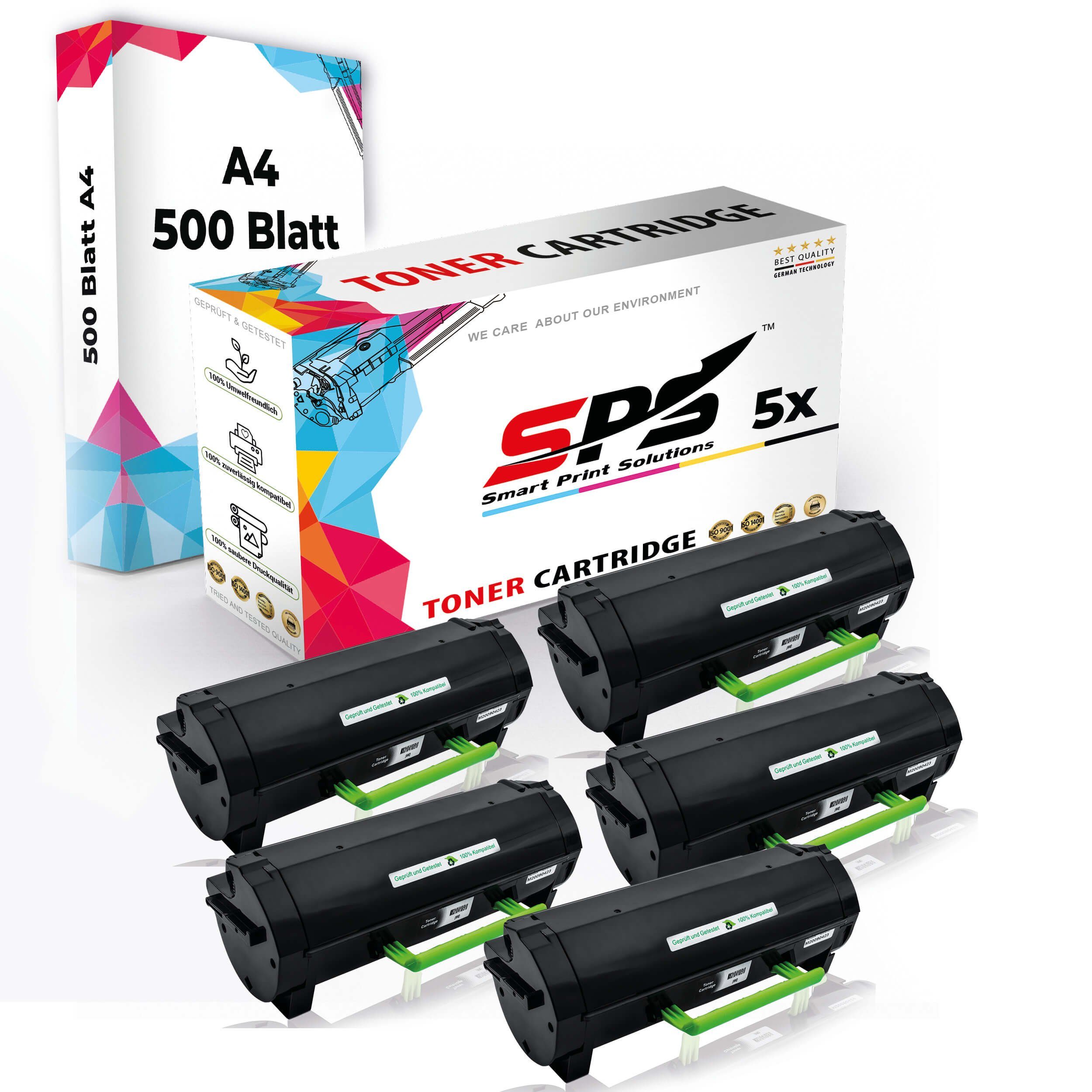 SPS Tonerkartusche Druckerpapier A4 + 5x Multipack Set Kompatibel für Lexmark MS 310 DN, (5er Pack)