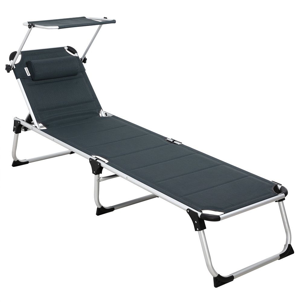 Casaria Gartenliege Bari, Comfort Plus klappbar gepolstert Sonnendach