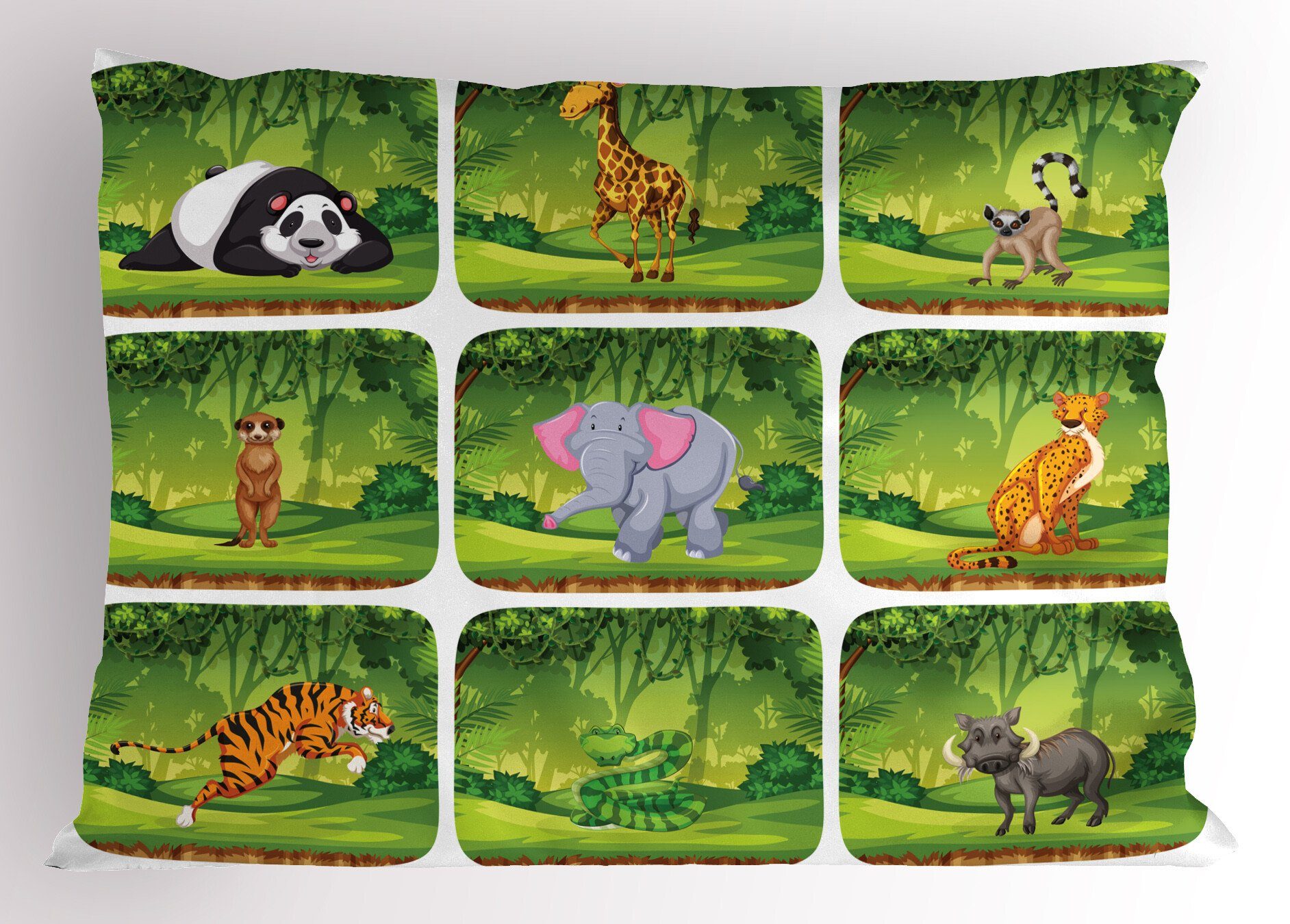 Dekorativer Stück), Kissenbezug, (1 Size Abakuhaus Kissenbezüge King Lemur Dschungel-Spaß Standard Tiere Gedruckter