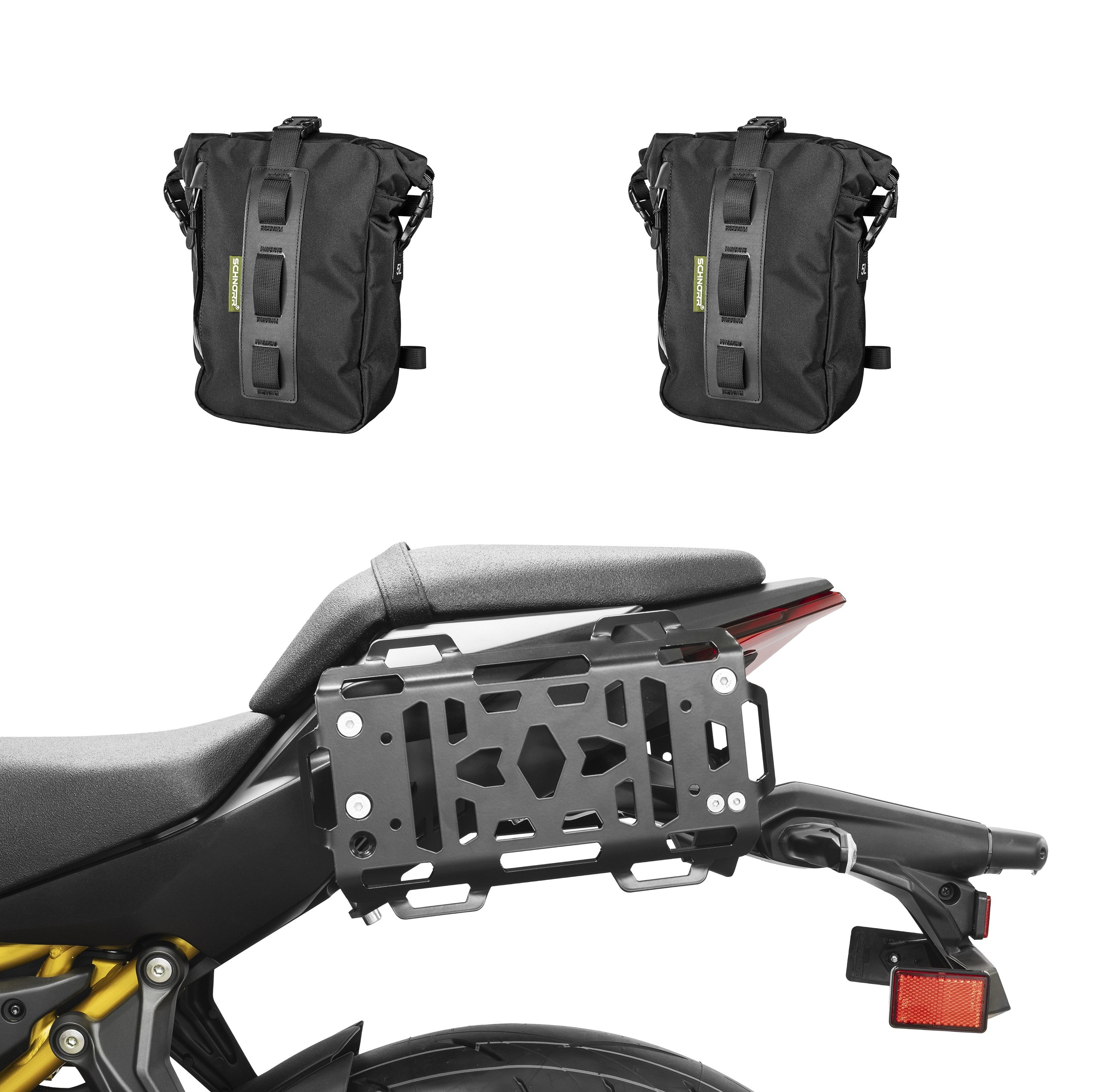 ZIEGER Fahrrad-Gepäckträger Hecktaschen-Set Rack inklusvie 2x(5 L) Taschen für Kawasaki Z650S