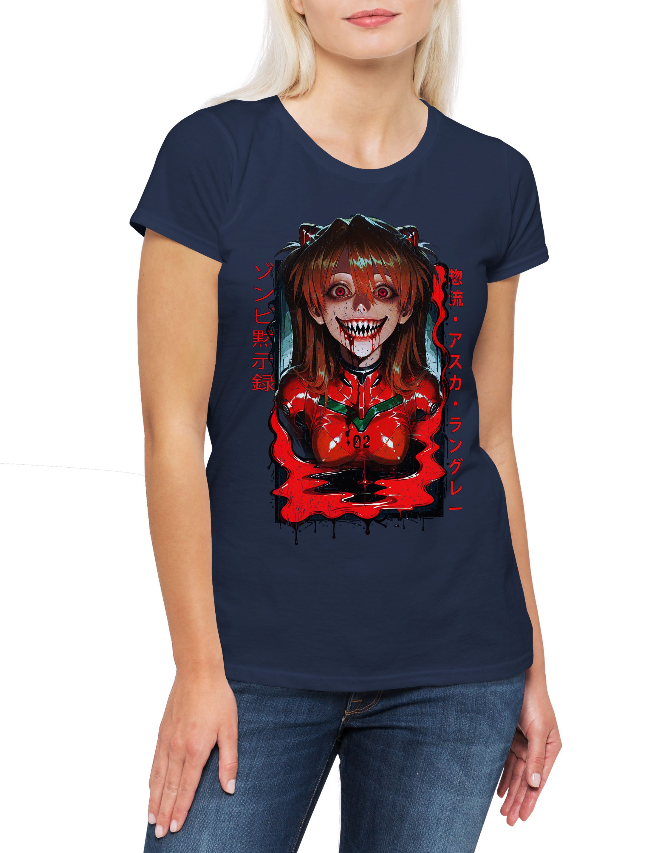 Print-Shirt Neon Horror Damen T-Shirt Genesis Nerv Asuka Neon Gendo Evangelion