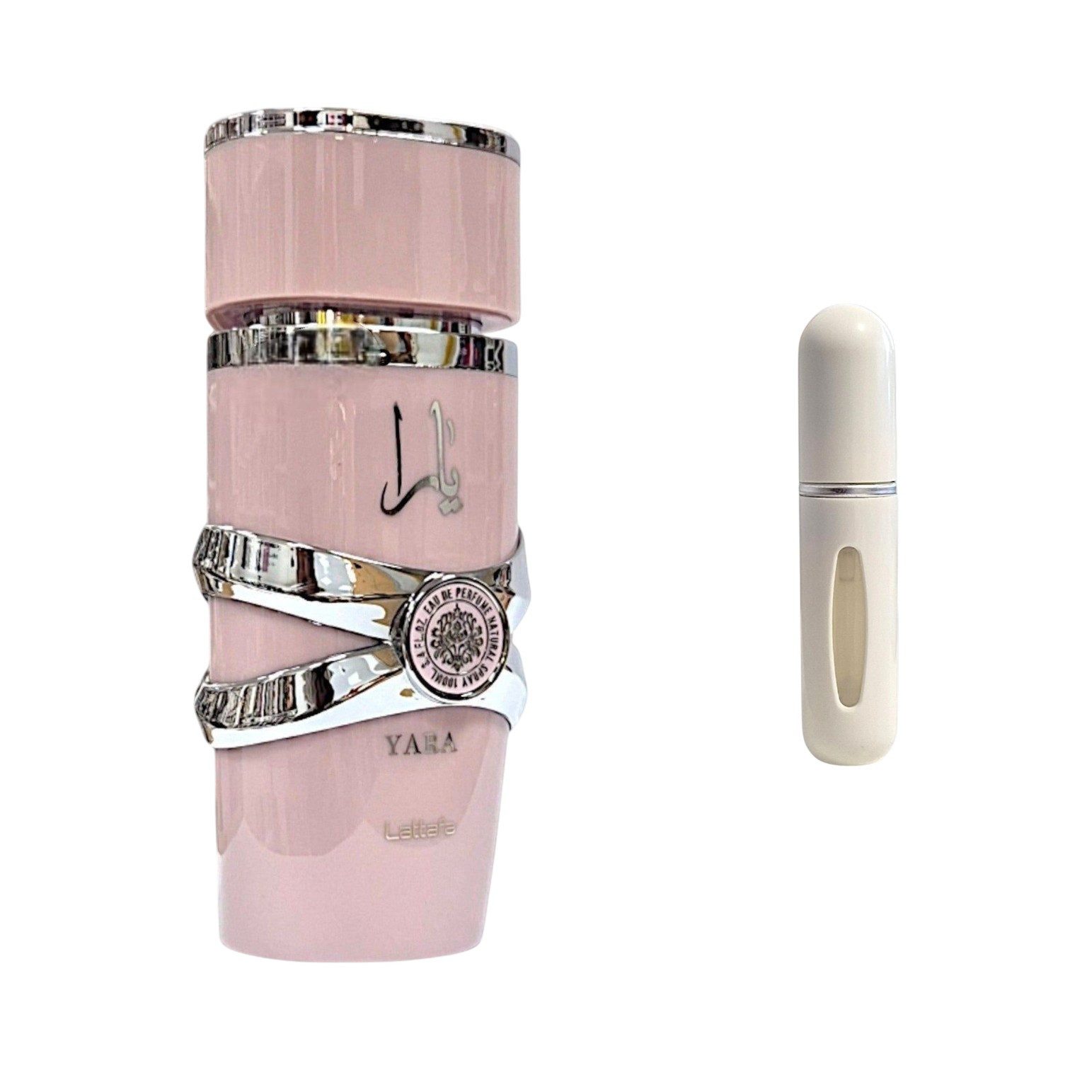 Lattafa Duft-Set Yara Eau de Parfum EDP Frisch + Parfümzerstäuber (leer) Set