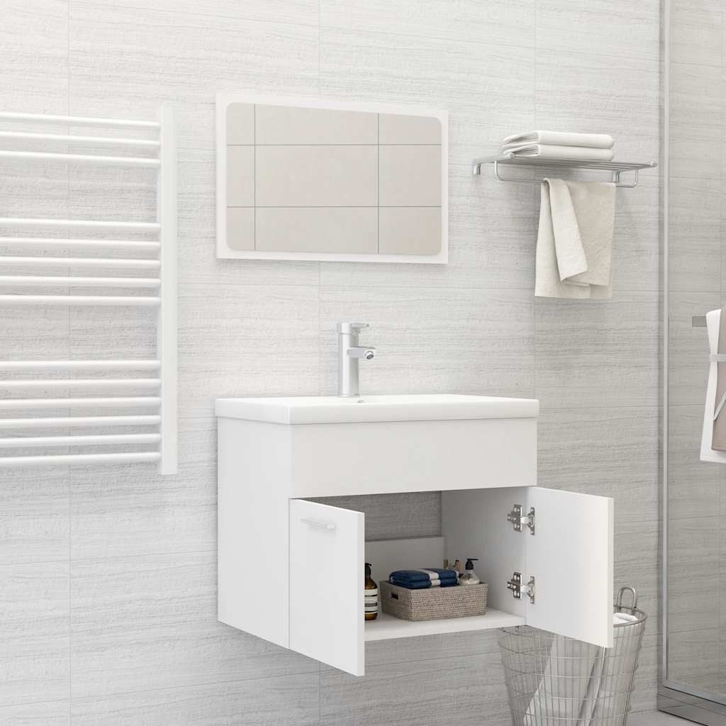 vidaXL Badezimmer-Set 2-tlg. Badmöbel-Set Weiß Holzwerkstoff, günstig online kaufen