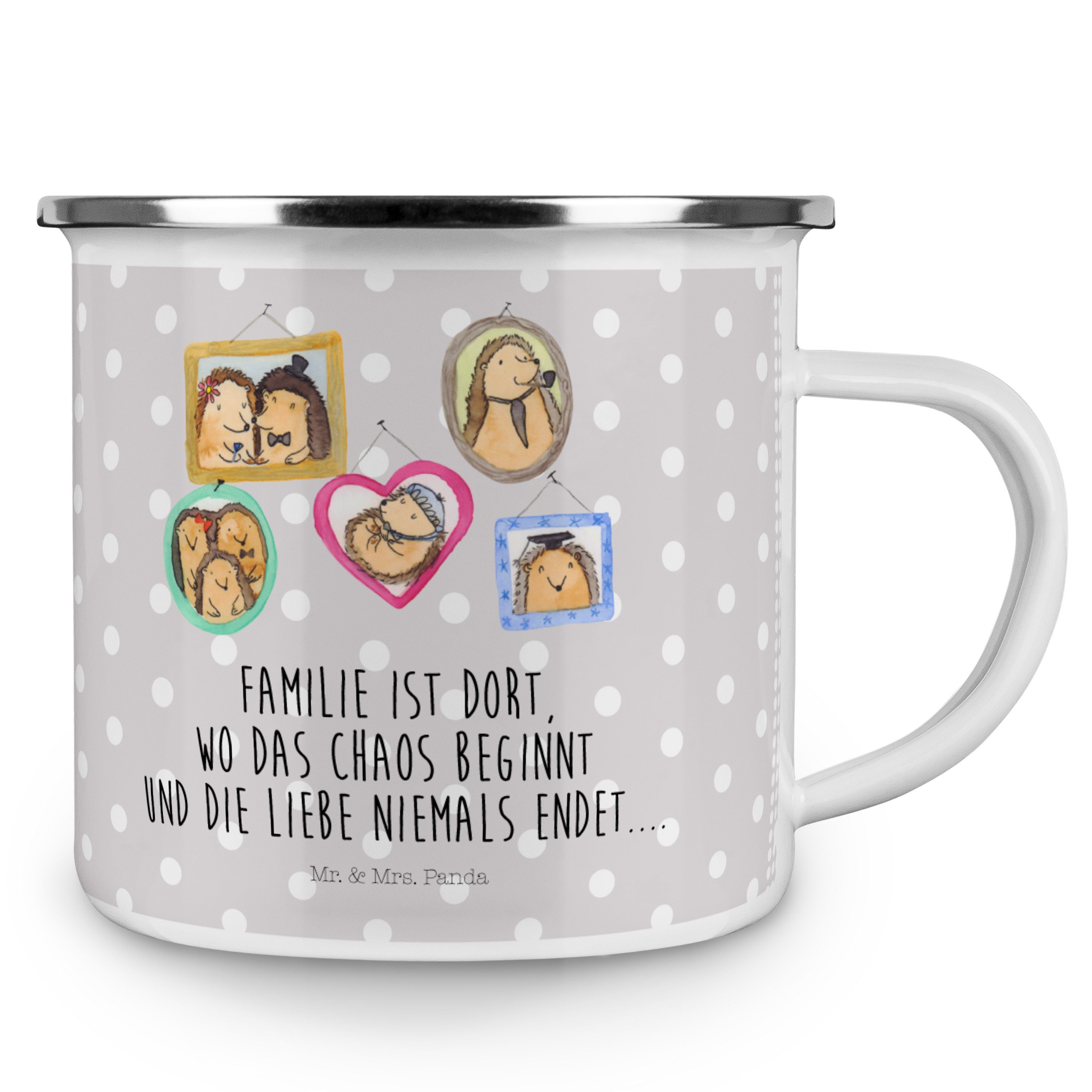 Mr. & Mrs. Geschenk, Oma, - Pastell Emaille Igel - Grau Becher Trinkbecher, Panda Familie Lie, Emaille