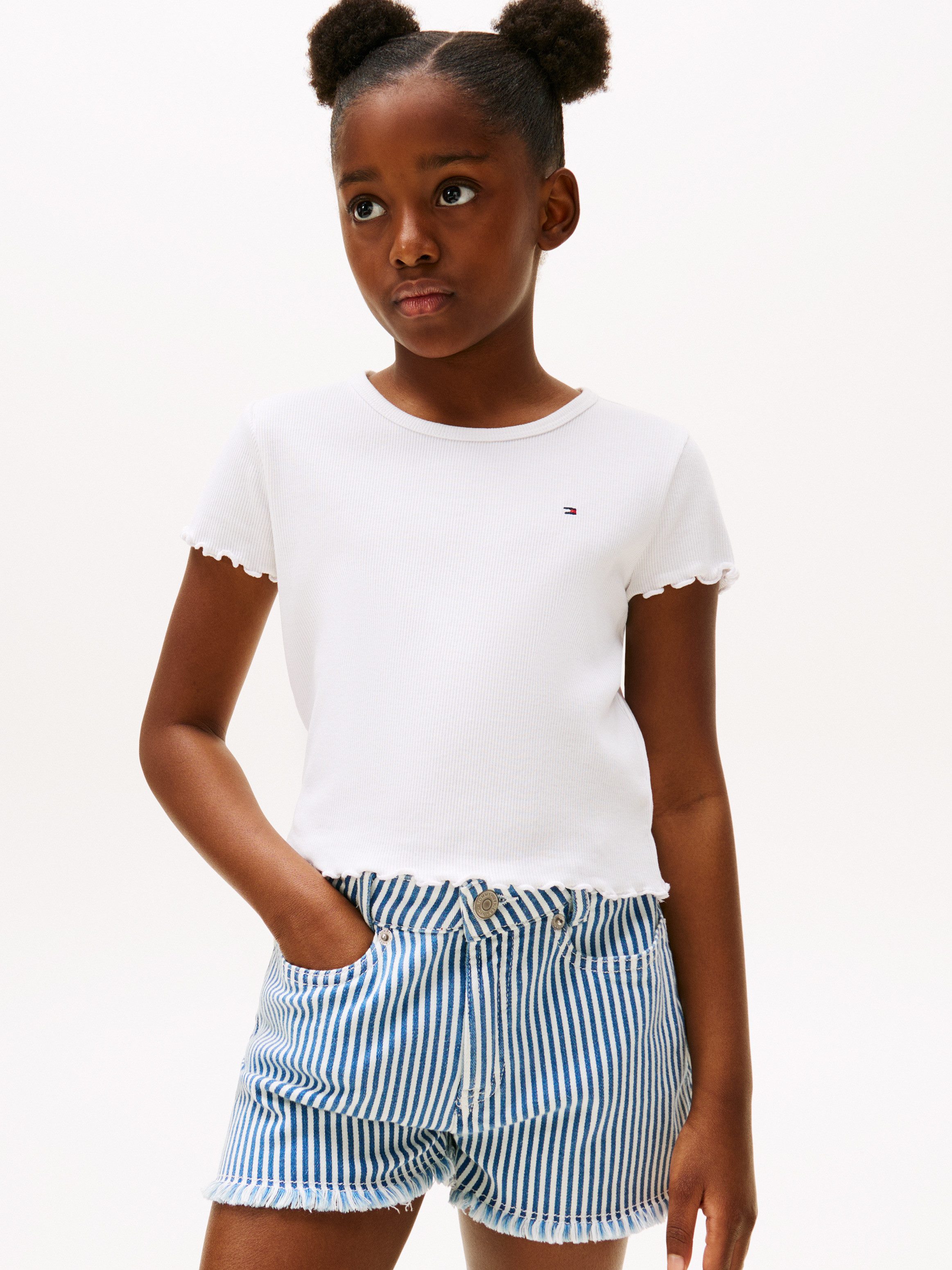Tommy Hilfiger T-Shirt ESSENTIAL RIB TOP SS mit Logostickerei