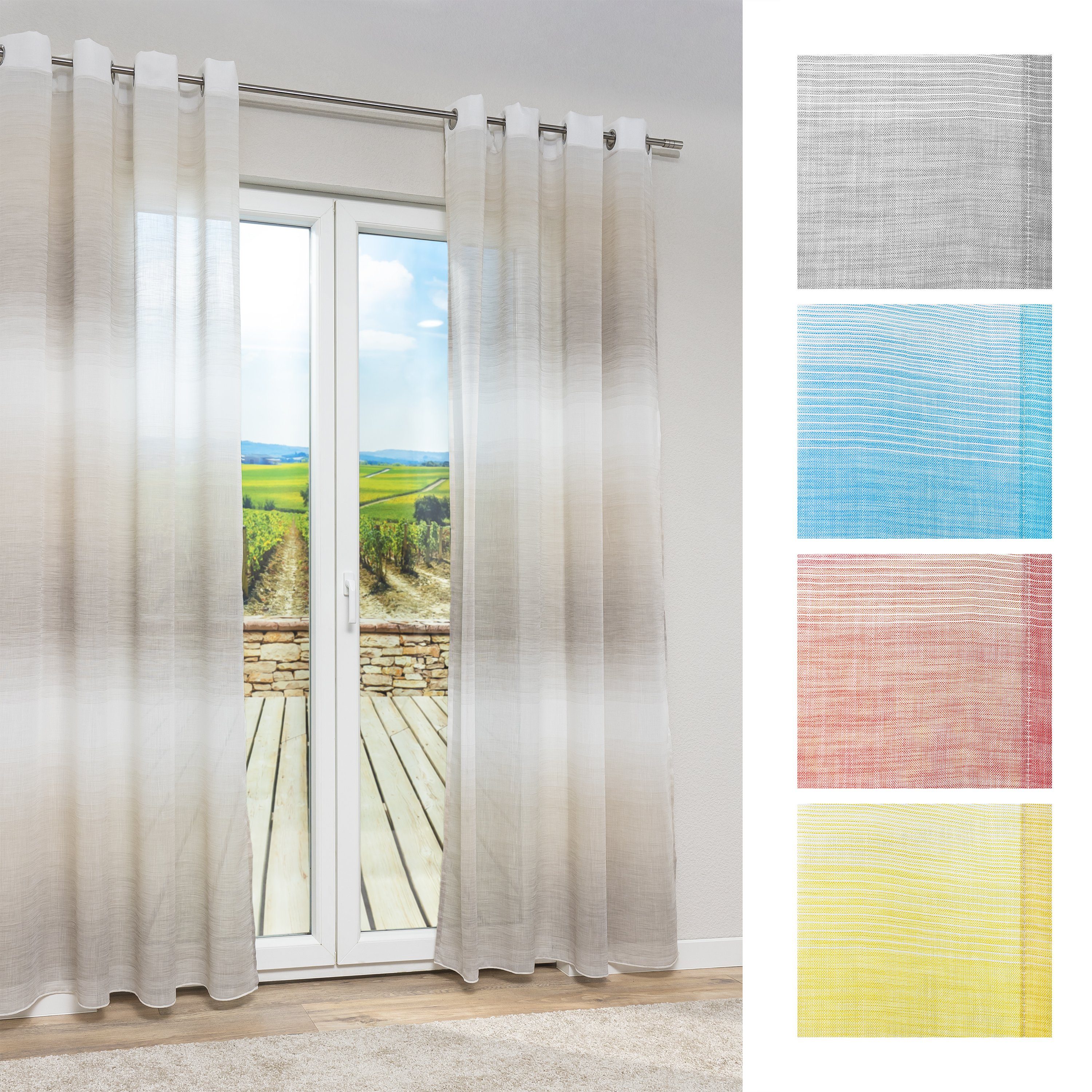 Vorhang Ösenschal Merey, LYSEL®, (1 St), transparent, HxB 245x140cm beige weiß-beige