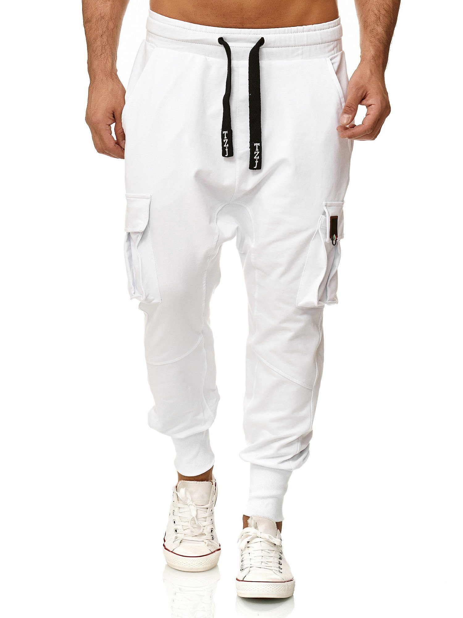 Tazzio Jogginghose 19619 Sporthose modernen weiß mit Cargo-Taschen