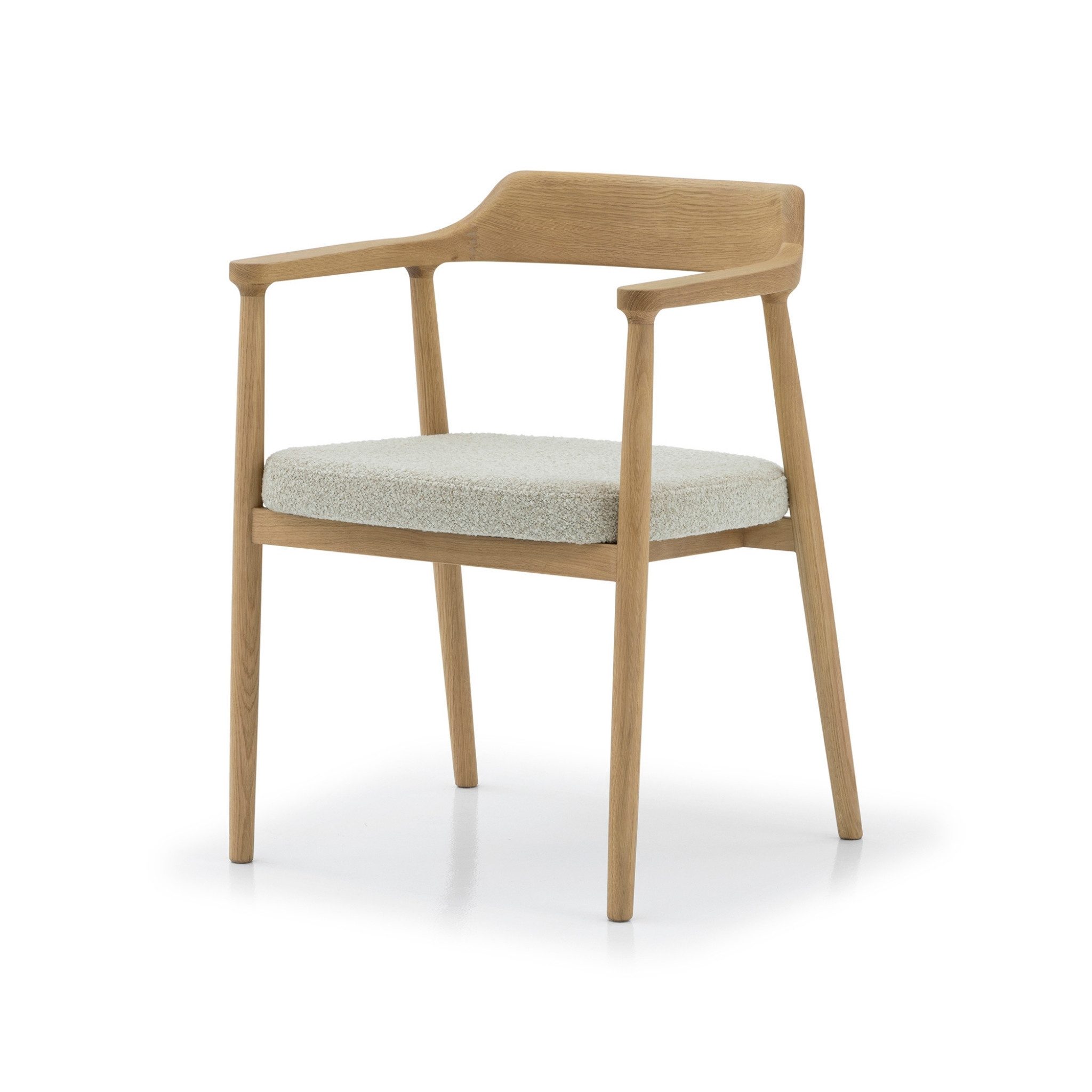 Woodek Design Esszimmerstuhl BERGEN, Skandinavisches Design (beiger Stoff CLOUD 119 natural, 1 St), Sessel aus massivem Eichenholz mit gepolsterter Sitzfläche