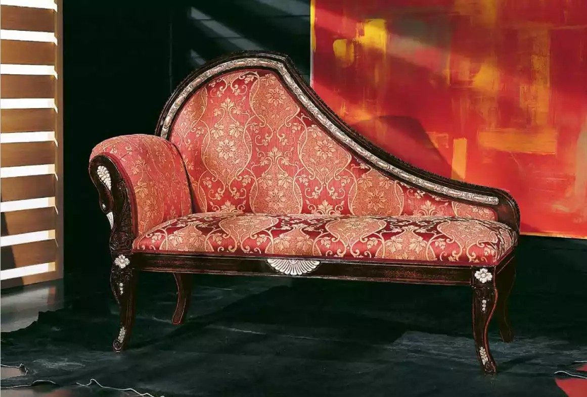 JVmoebel Chaiselongue Luxuriöse Polsterlounge aus Stoff in Rot/Braun für Ihr Wohnzimmer, 1 Teile, Made in Europa
