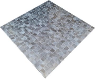 Mosani Aluminium Metall Mosaikfliesen 10 Stk. Selbstklebende Wandfliesen Mosaik Fliesen Klebemosaik, Silber, Set, 10-teilig = 0,9 m², Spritzwasserbereich geeignet, Küchenrückwand Spritzschutz