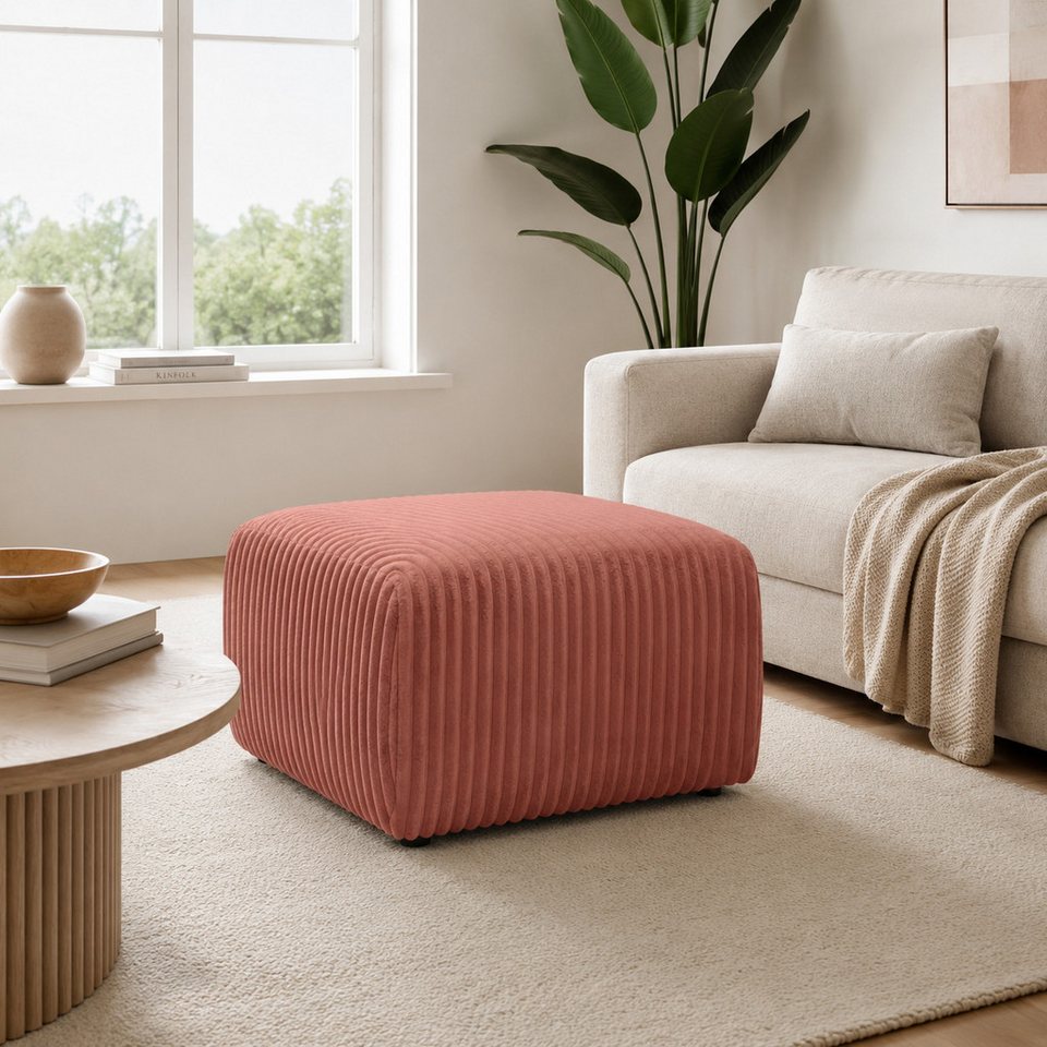 Goldstoff Pouf Hocker Wohnzimmer modern - Sitzhocker für Sofa & Couch (Ottoman Fußablage Design - Gepolsterter Relaxhocker mit Komfort, Sitzwürfel Allora modern - Bequemer Polsterhocker für Zuhause), Pouffe Wohnzimmer Hocker