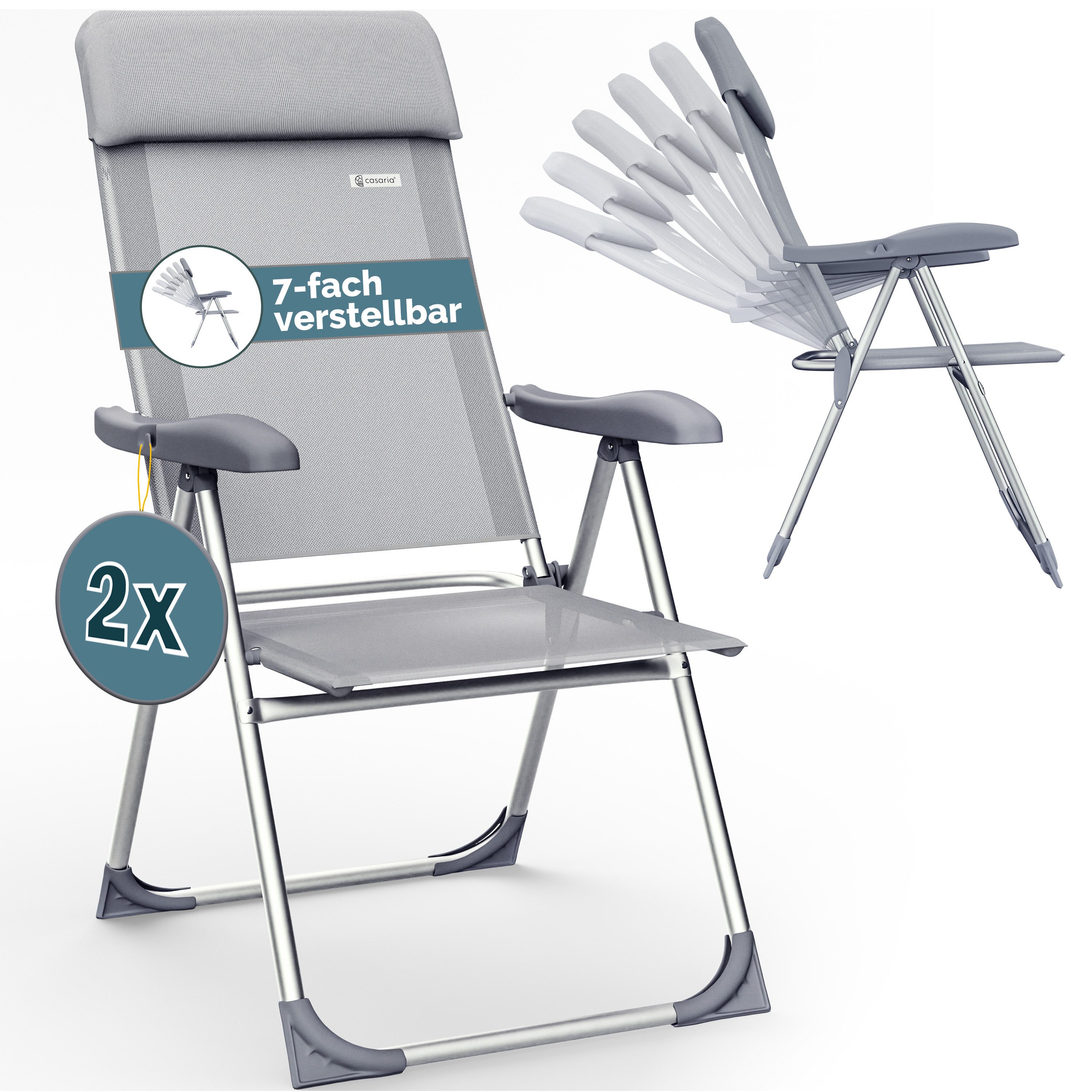 Casaria Gartenstuhl, Klappbar 2er Set 7-fach günstig online kaufen