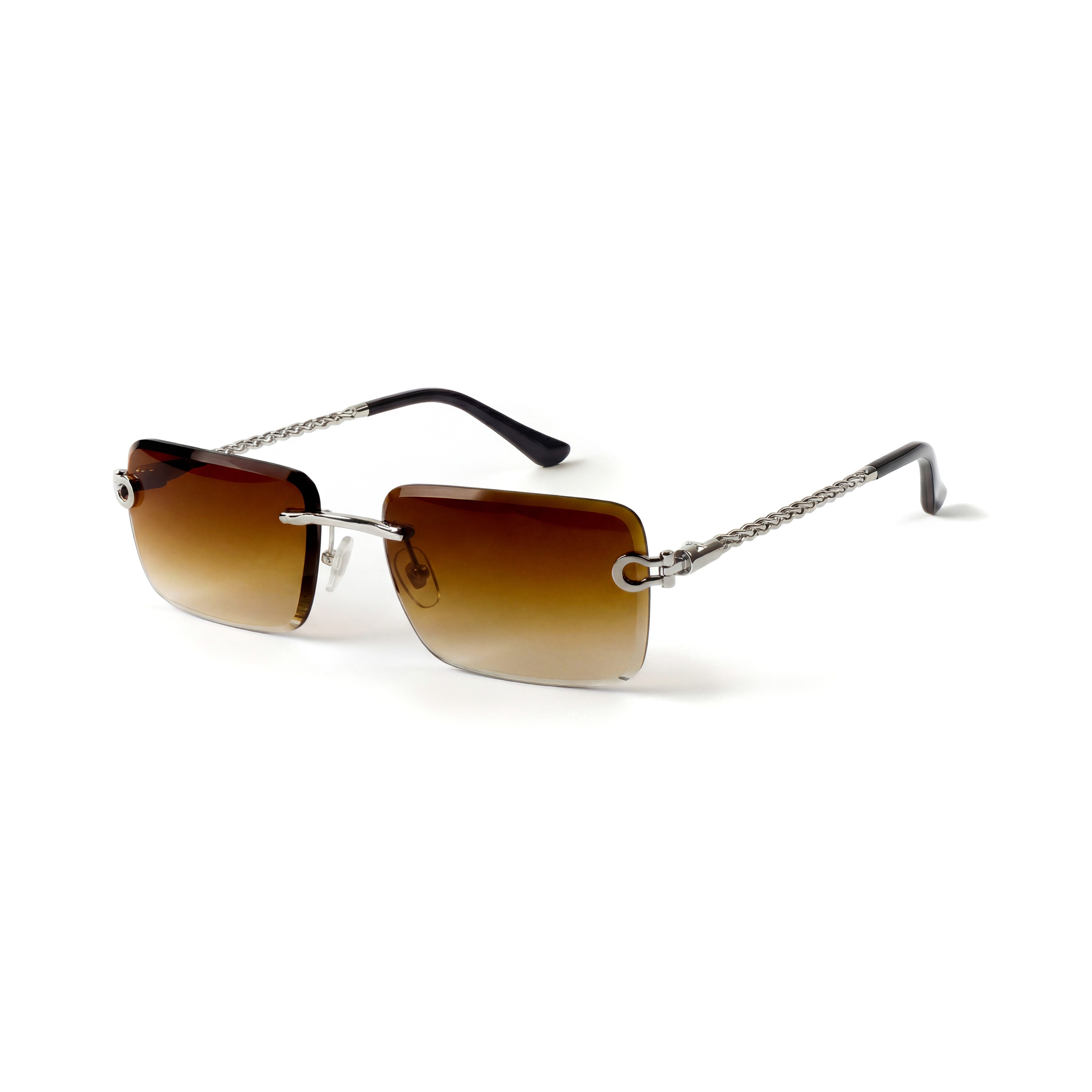 salazar.plus Sonnenbrille Premium Randlos Rechteckig Metallgestell Blau Braun Schwarz Grau Elegante randlose Metall-Sonnenbrille im modernen Rechteck-Design