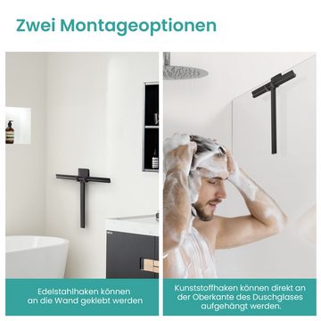 EMKE Duschabzieher Wasserabzieher Silikon Fensterabzieher mit Wandaufhänger ohne Bohren, Badwischer, Glasabzieher,für Dusche,Badezimmer,Spiegel,Glas-Reinigung