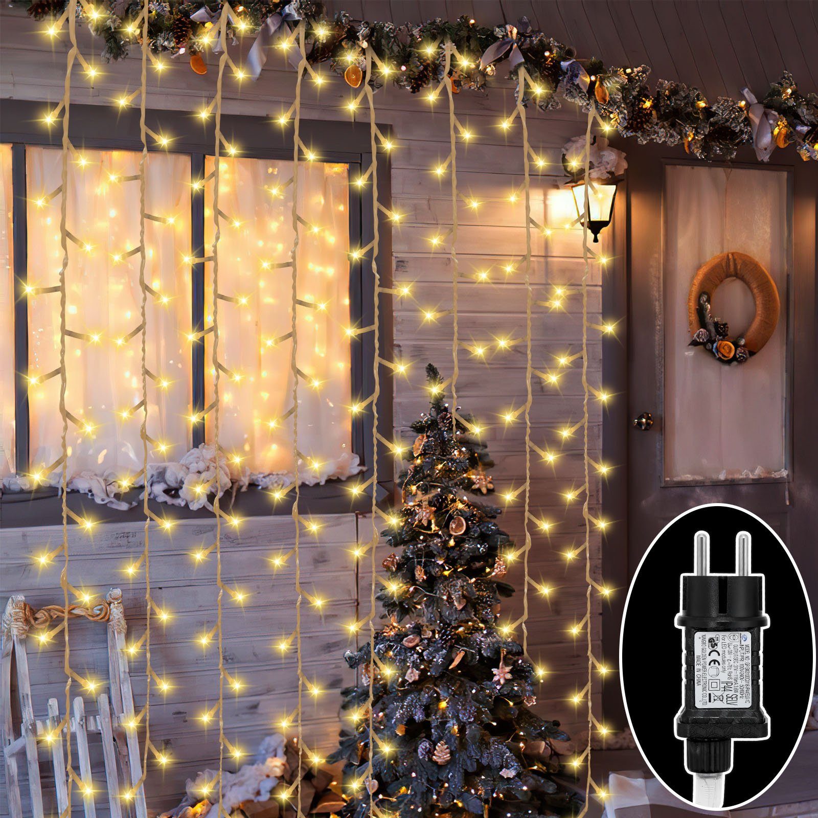 Weihnachten Gimisgu Deko LED Lichterkette Innen LED-Lichterkette Außen warmweiß Wasserdicht IP44, 10-200m Beleuchtung