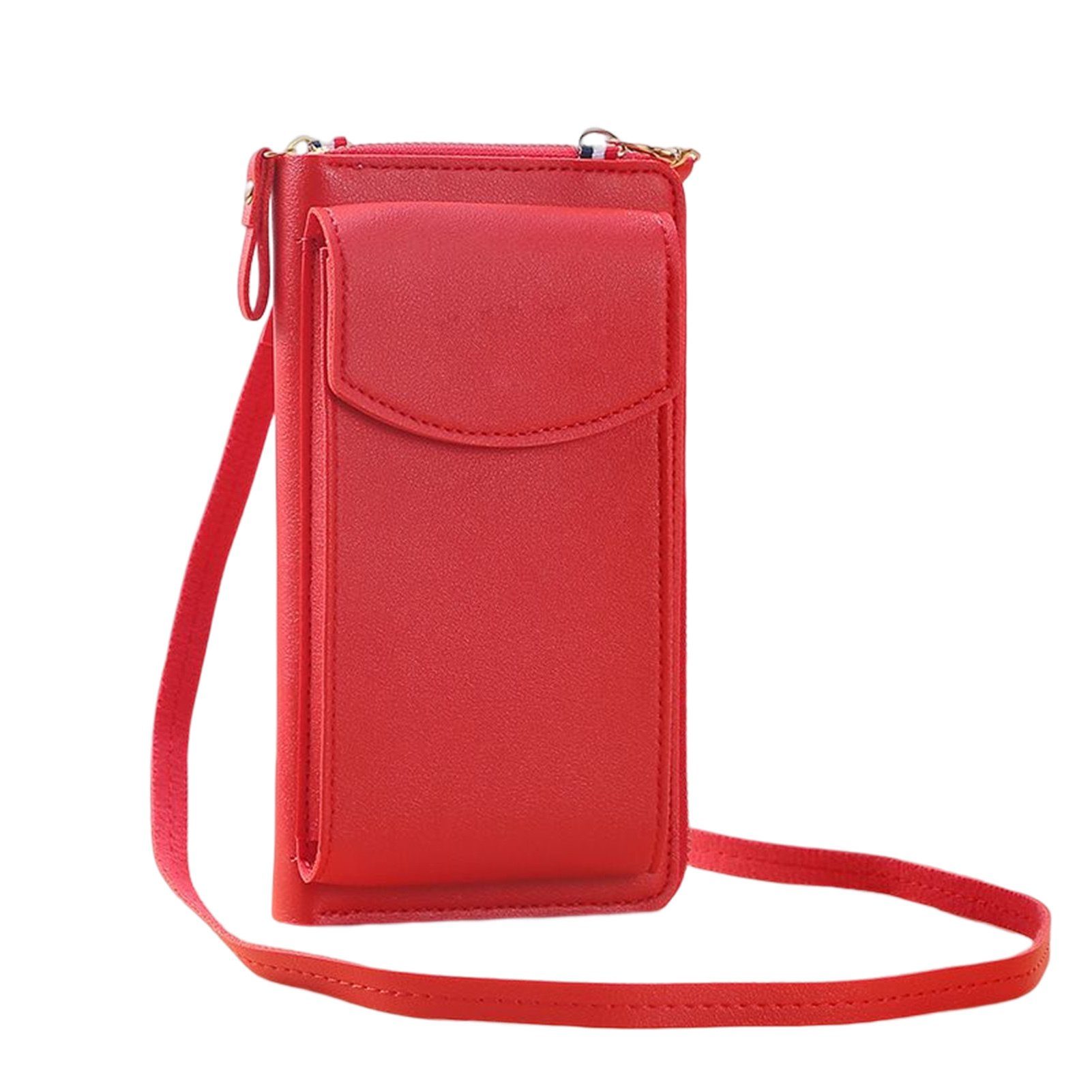 Geldbörse Doppellagige Einfache Blusmart Handytasche Reißverschluss-Geldbörse Rot Mit