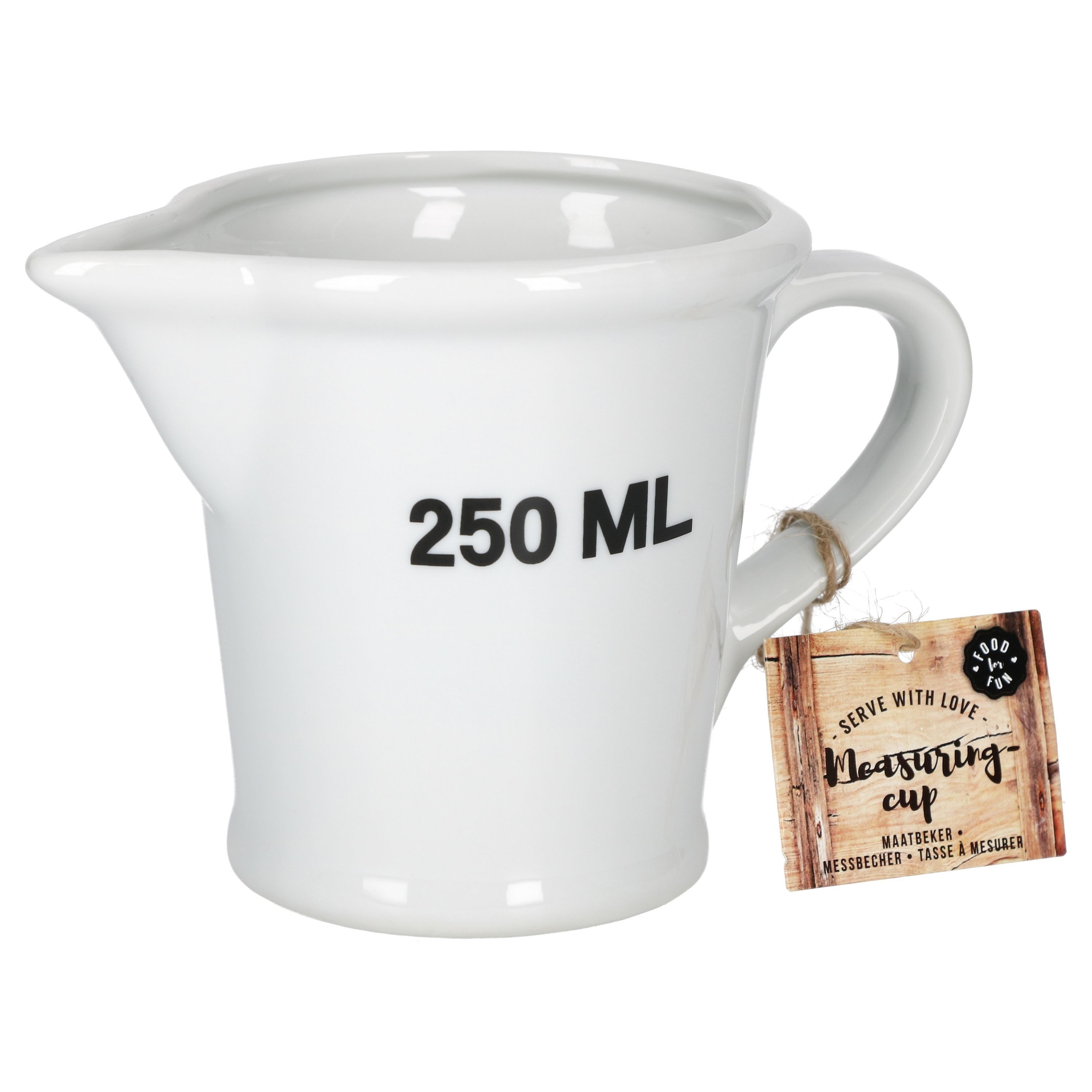MamboCat Messbecher Messbecher 250ml Porzellan weiß 10,5 x 9,5 cm Messkanne Ausgießer, Porzellan
