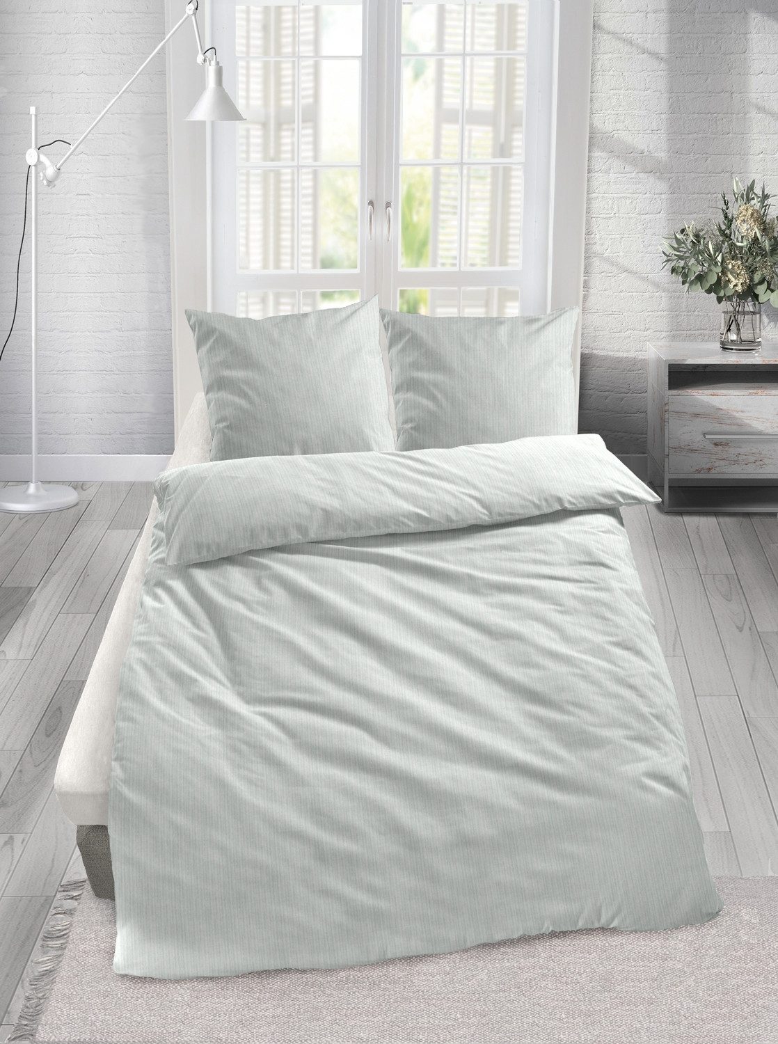MONDO Bettwäsche MUSE, Salbeigrün, Baumwolle, Crinkleoptik, günstig online kaufen