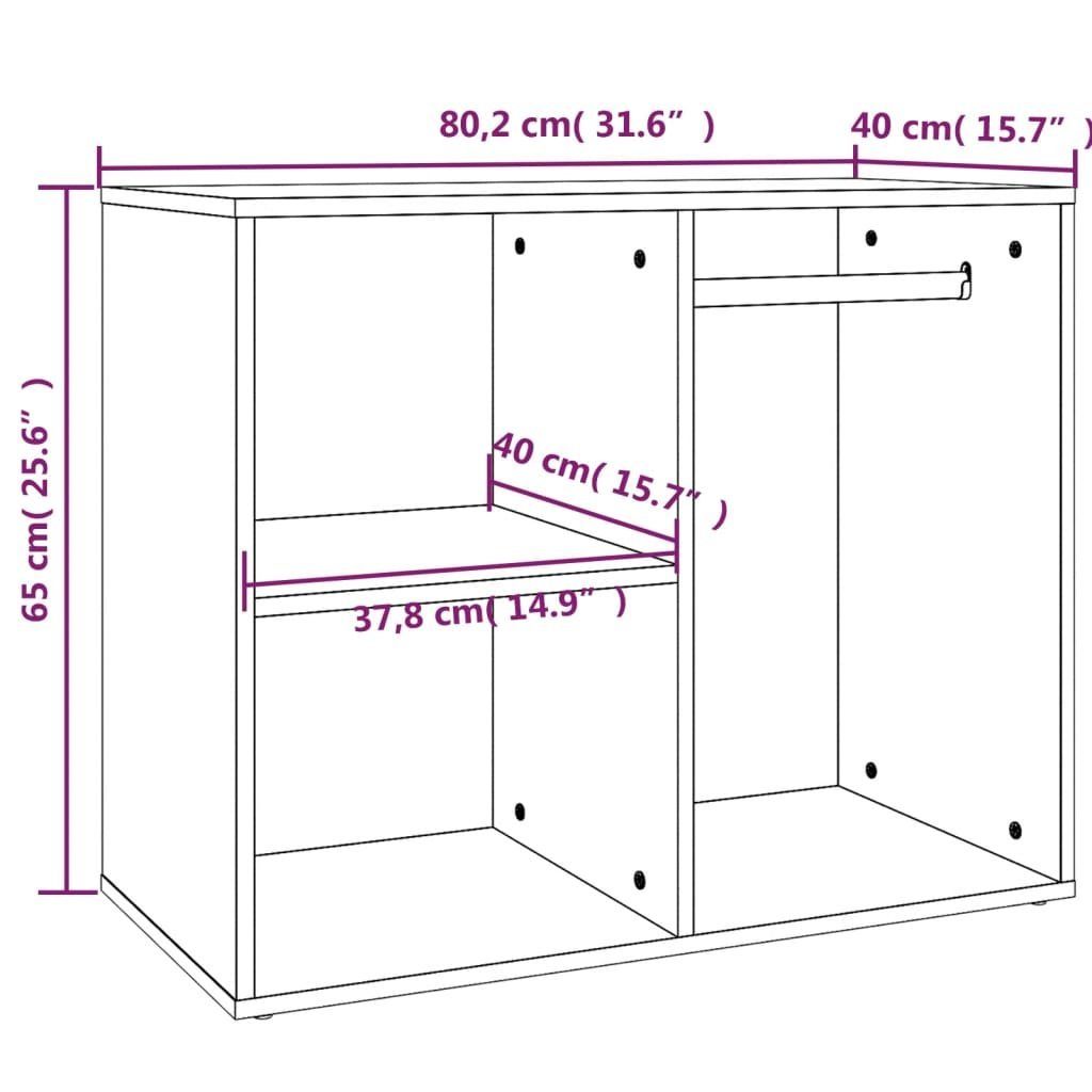 Fächerschrank für Schminktisch Eiche cm vidaXL (1-St) Regal Sonoma-Eiche 80x40x65 Holzwerkstoff Sonoma