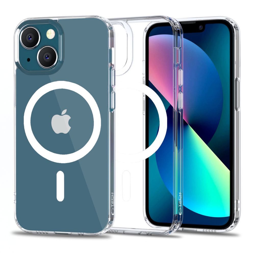 TECH PROTECT Handyhülle Schutzhülle Magnethülle Handyschutz 6,1 Zoll, MagSafe-Magnetring, transparent, TPU & PC
