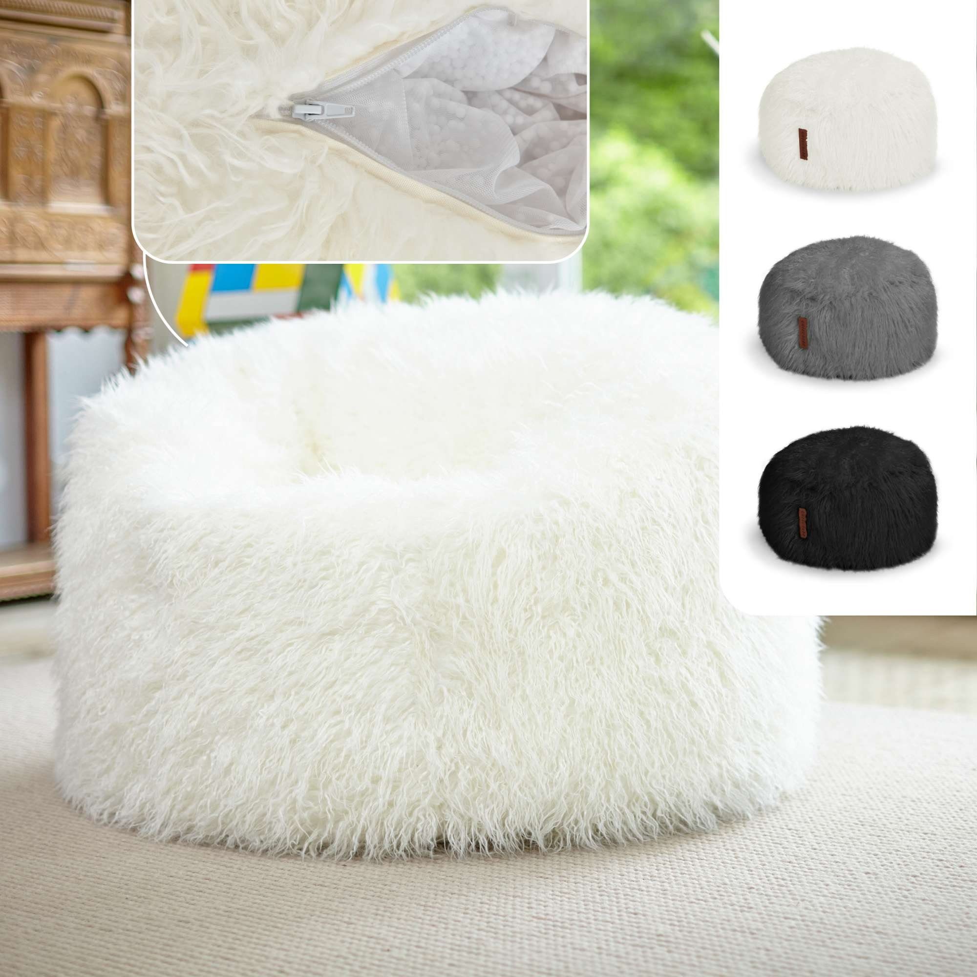 Green Bean Sitzsack Sitzsack-Hocker Pouf Fell XXL 100x55cm (in 3 Farben, In günstig online kaufen