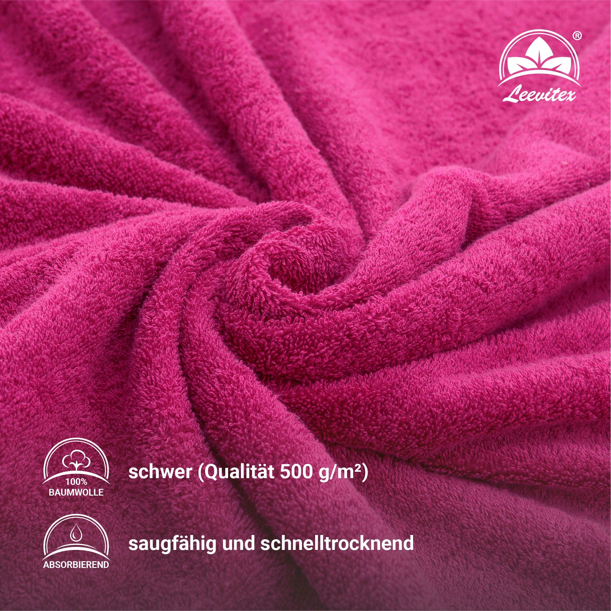 cm, 200 Saunatuch XXL, saugfähig, groß leevitex® 80 & x Frottee (1-St), Pink/Magenta extra
