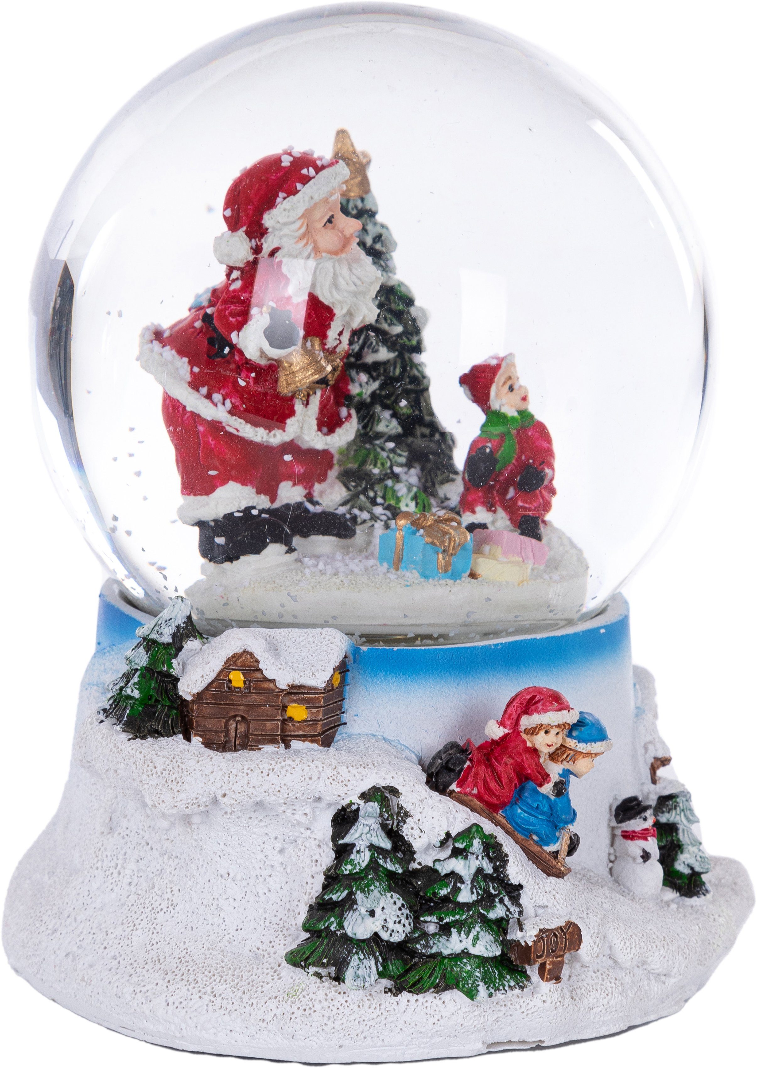 LED Deko Weihnachtsmann im Auto rot mit Schnee Glitzer 37 x 23 cm