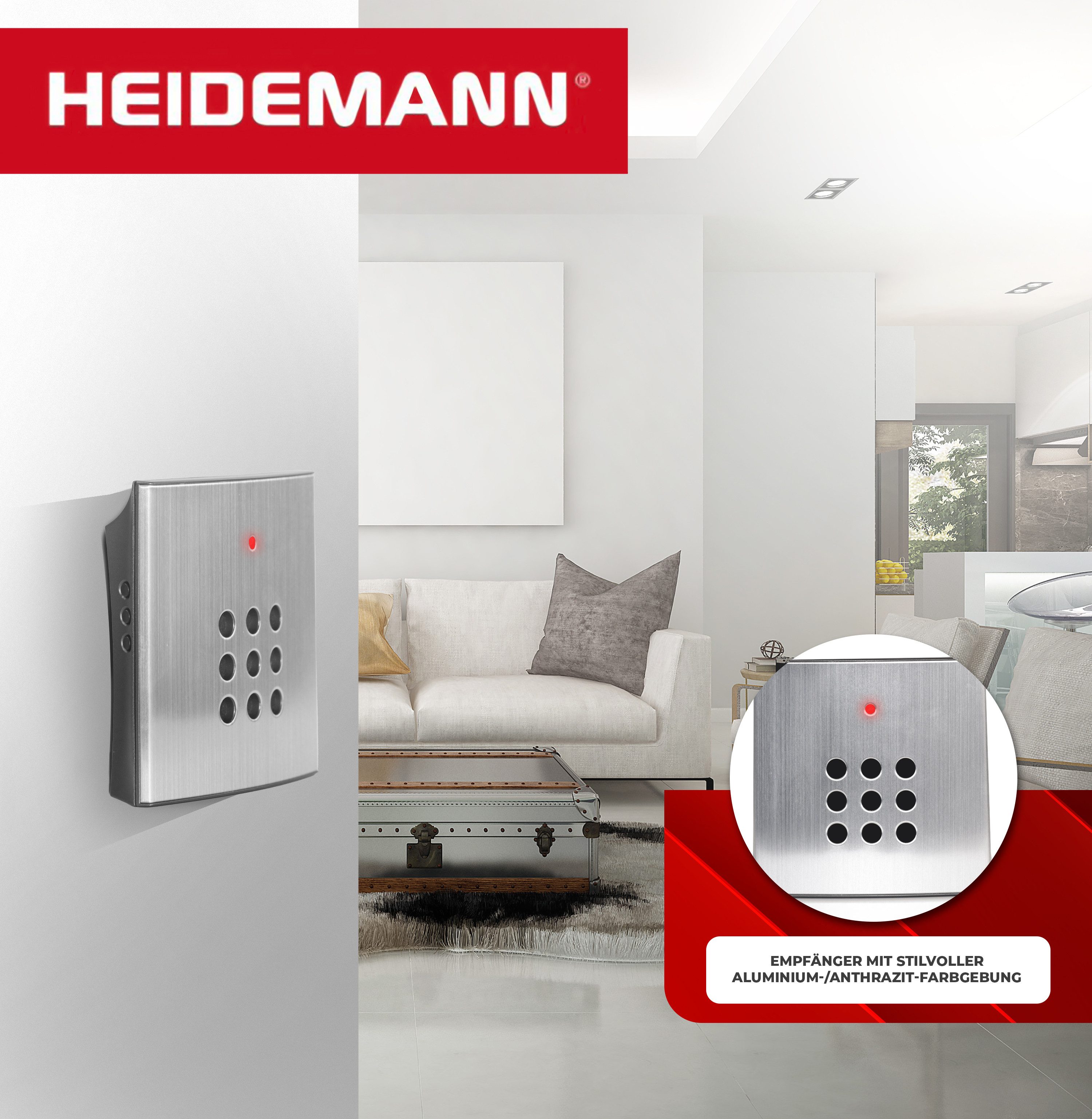Heidemann Funk-Türgong Heidemann Funkgong-Set HX Style Lautstärke bis 88 dB Reichweite ca.