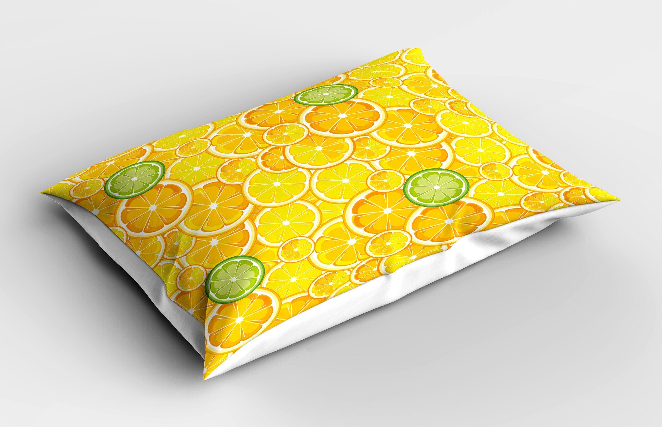 Kissenbezüge Dekorativer Queen Size Gedruckter Kopfkissenbezug, Abakuhaus (1 Stück), Obst Lemon orange Kreise