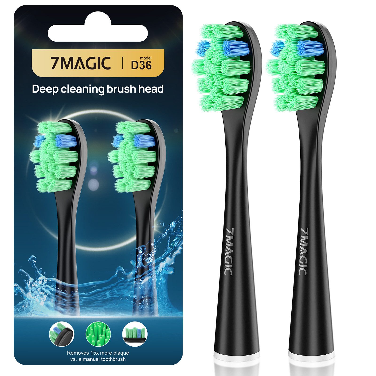 MCURO Aufsteckbürsten D36 Tiefenreinigung Aufsteckbürsten für D36 Elektrischen Zahnbürste, 2er Set, Arbeitet mit Precision Clean, 3D Whitening, Sensitive Clean, U-förmige Borsten, Standardgröße,Ersatzbürsten für tägliche Reinigung