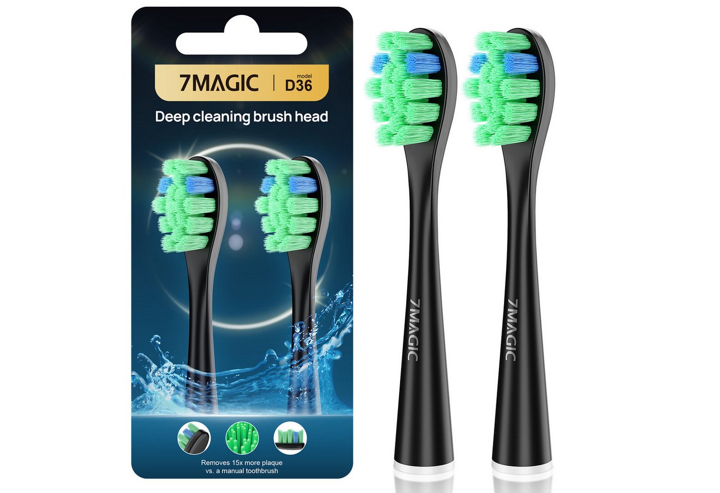 MCURO Aufsteckbürsten D36 Tiefenreinigung Aufsteckbürsten für D36 Elektrischen Zahnbürste, 2er Set, Arbeitet mit Precision Clean, 3D Whitening, Sensitive Clean, U-förmige Borsten, Standardgröße,Ersatzbürsten für tägliche Reinigung
