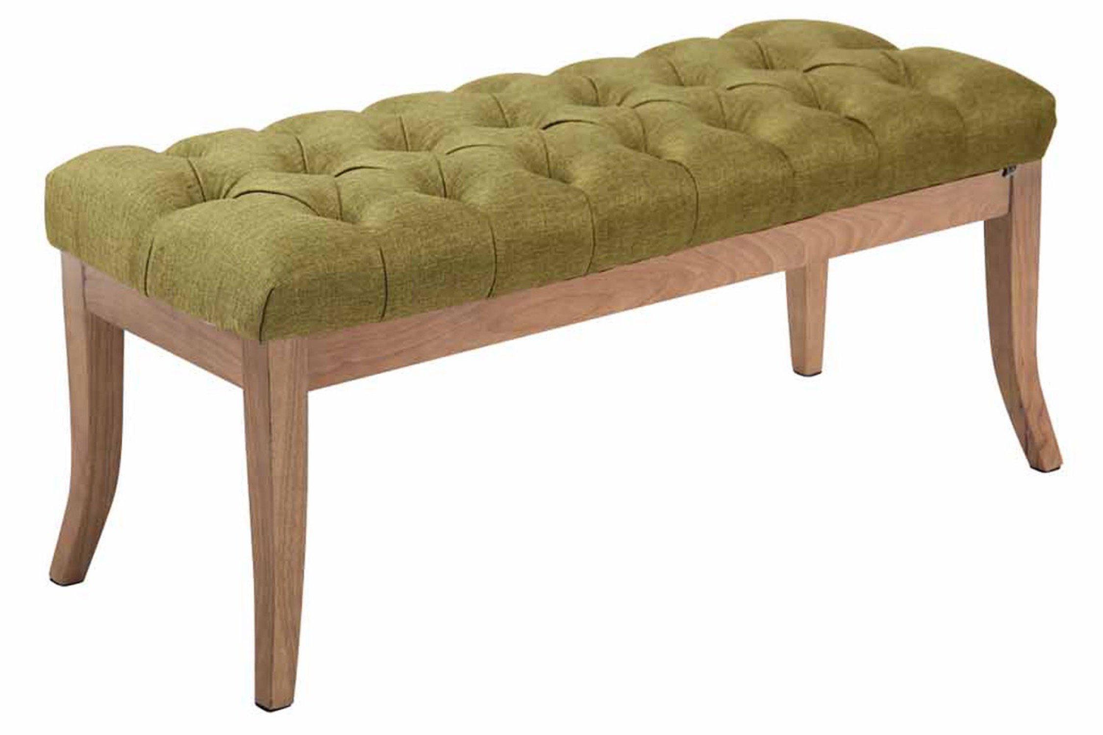 TPFLiving Sitzbank Romeo 100 cm - Polsterbank im Chesterfield Design (Kunstleder Sitzbank mit stabilem Holzgestell, 1-St), Maße (HxBxT): 46 x 100 x 38 cm - Gewicht: 11 kg grün