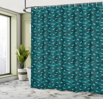 Abakuhaus Duschvorhang Moderner Digitaldruck mit 12 Haken auf Stoff Wasser Resistent Breite 175 cm, Höhe 180 cm, Türkisblau Wasservögel Vögel Welle
