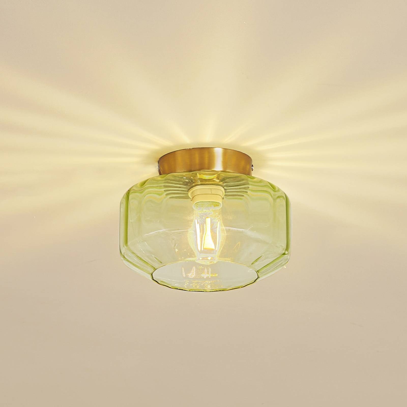 Lindby Deckenleuchten Hildur, Glas Grün IP20, 1 x 15 W LED günstig online kaufen