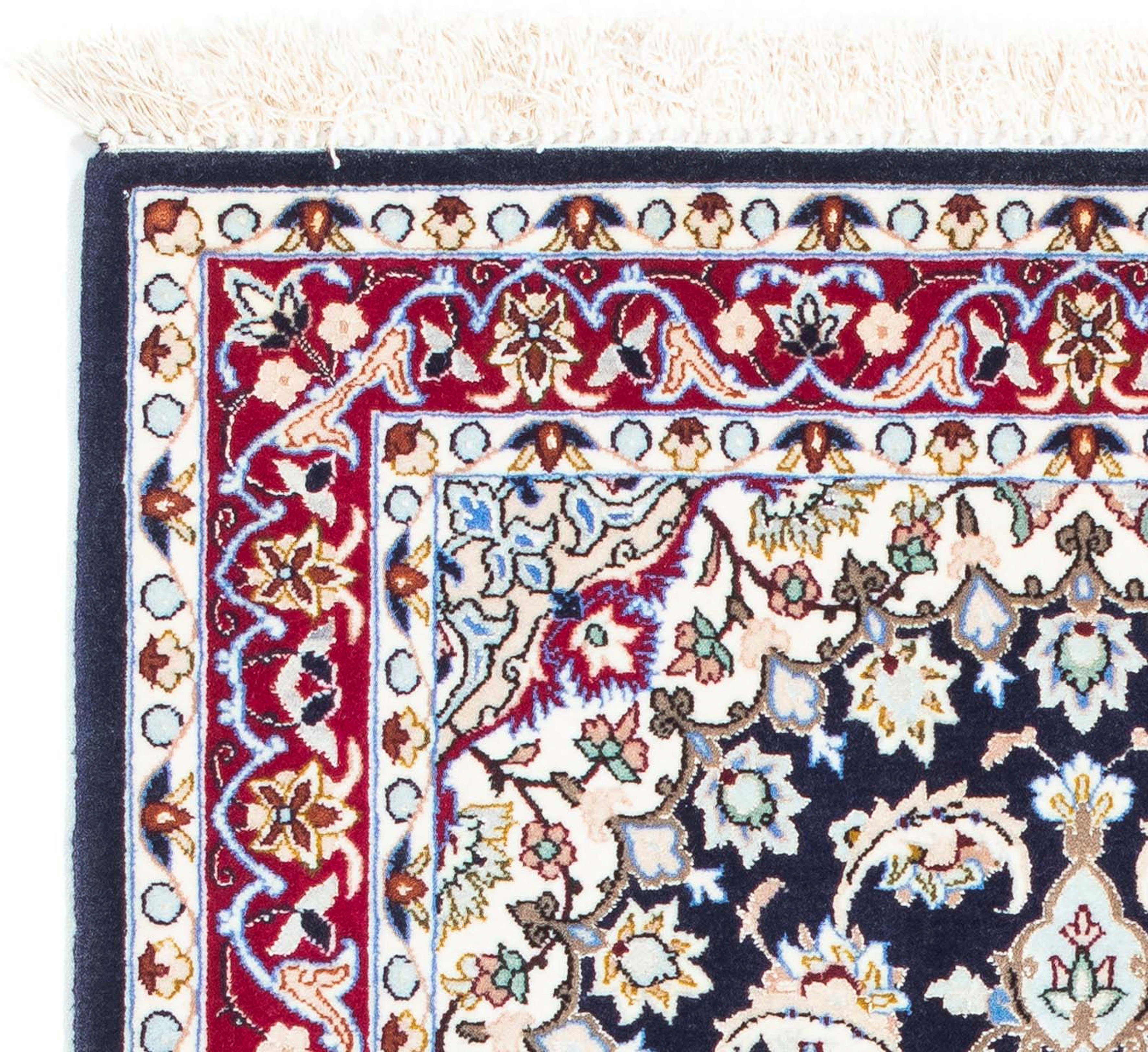Orientteppich Perser - Wohnzimmer, Höhe: dunkelblau, Premium Zertifikat - mit rechteckig, Handgeknüpft, - morgenland, 104 72 - cm mm, 6 x Einzelstück Isfahan