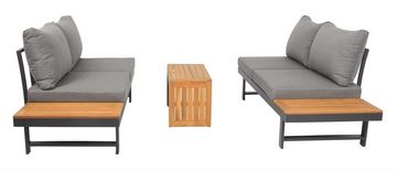 acamp Gartenlounge-Set acamp Loungegruppe Shadow 3tlg. grau mit Tisch 70, (Gartenlounge-Set, 3-tlg)