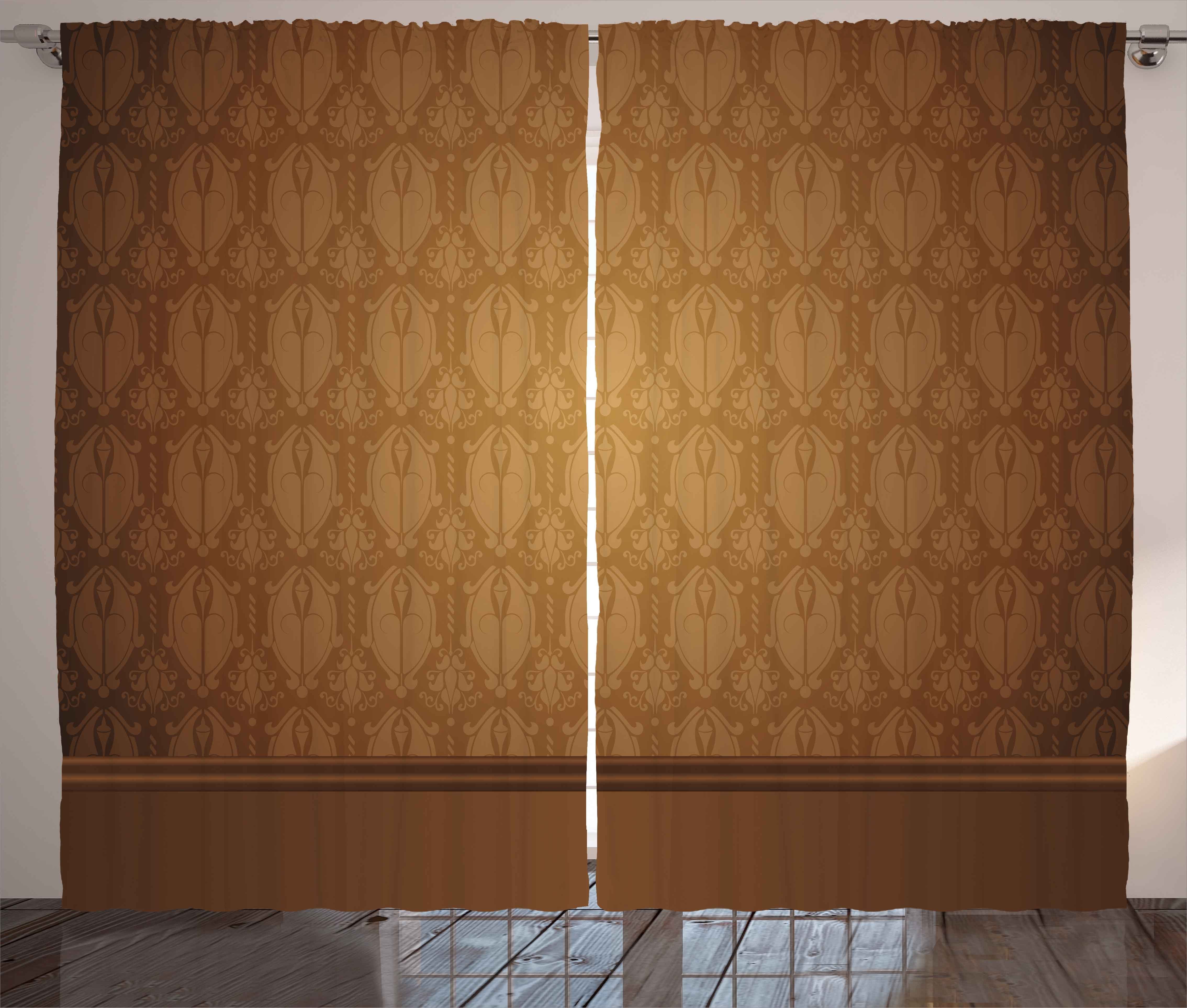 Haken, Kräuselband Schlaufen Vorhang mit Schlafzimmer Damast-königliche und Alter Gardine Bräunen Abakuhaus, Antike