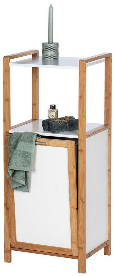 WENKO Ablageregal Finja, 2 Ablagen & integriertem Wäschesammler, Praktisch  und vielseitig einsetzbar in Bad, Schlafzimmer und gesamtem Haushalt