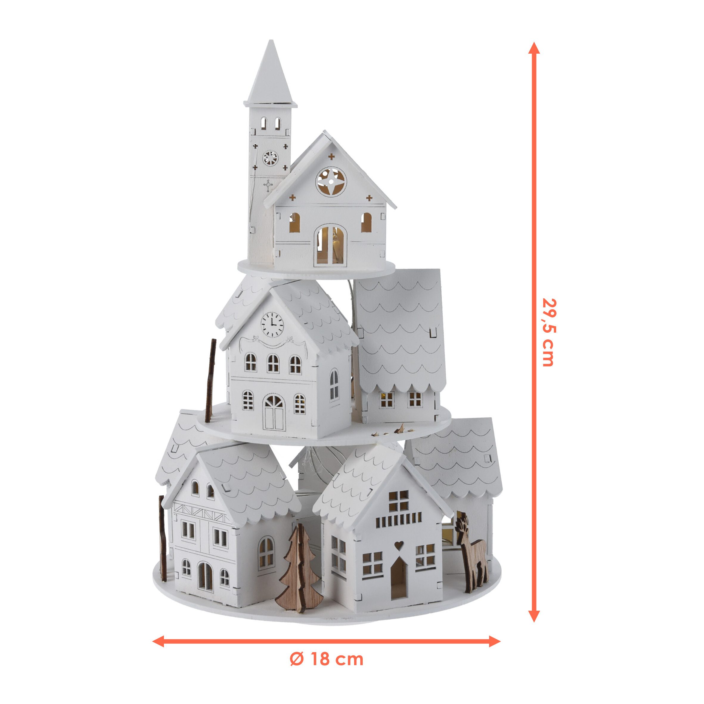 Spetebo Spieluhr zum Aufziehen aus Holz mit LED, (Turm zum Aufziehen, 1-tlg), mit nostalgischem Mini-Drehorgel Sound