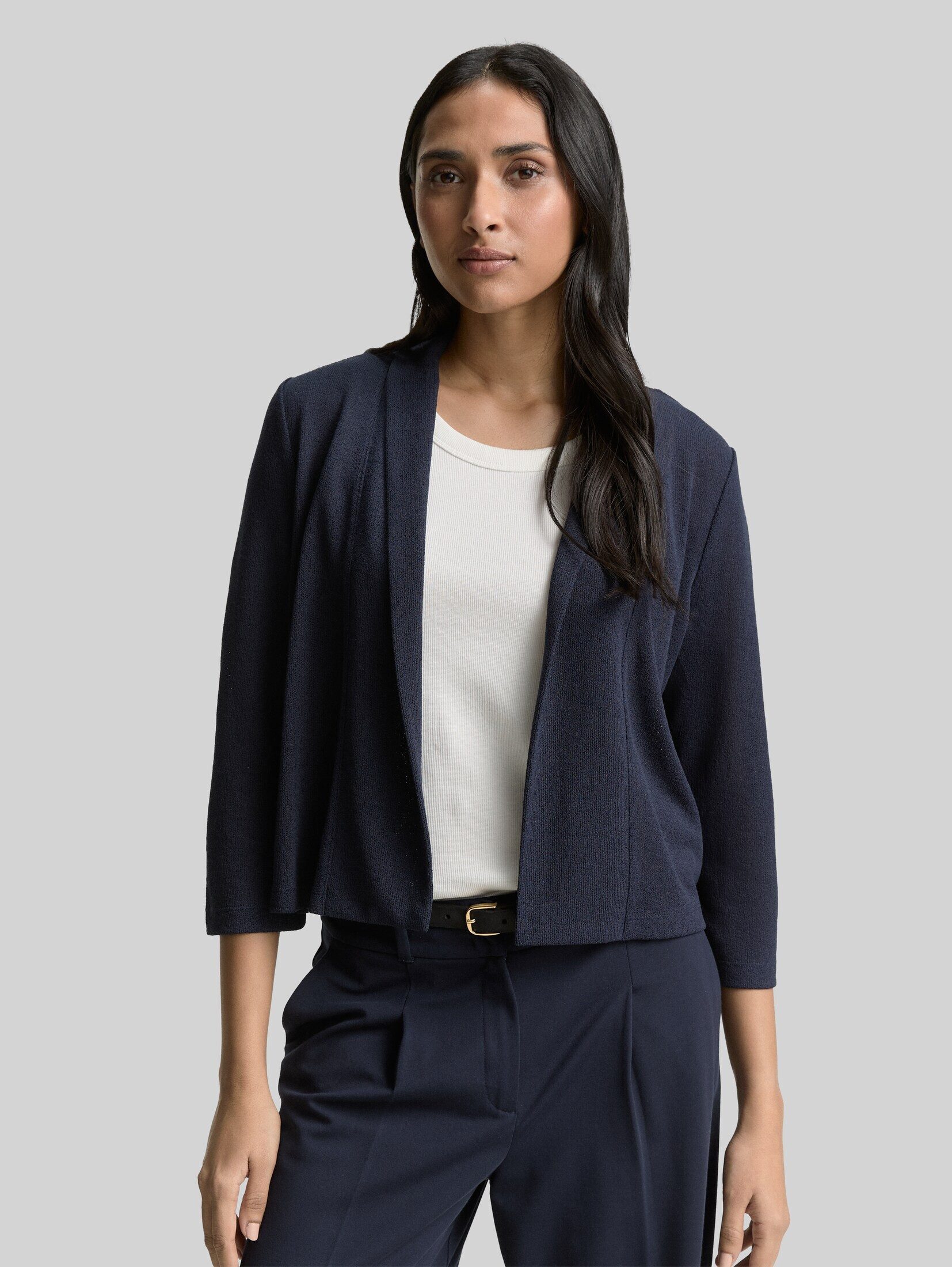 Tom Tailor 3/4-Arm-Shirt T-Shirt Cardigan mit Schalkragen