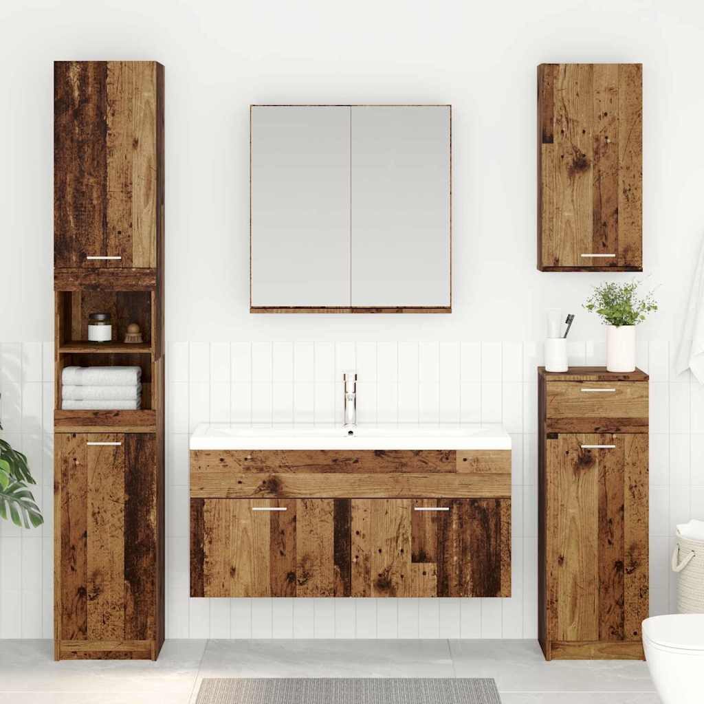 vidaXL Badezimmerspiegelschrank Waschbeckenunterschrank Altholz Holzwerkstoff (1-St)