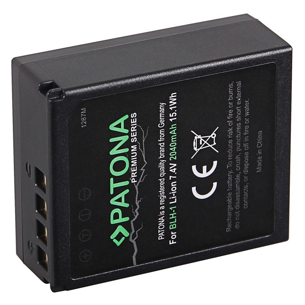 Patona Premium Akku für Olympus BLH-1 Kamera-Akku Ersatzakku 2040 mAh (7,4 V, 1 St), BLH1 OM-D EM-1 Mark II EM1 Mark 2 E-M1X volldecodiert