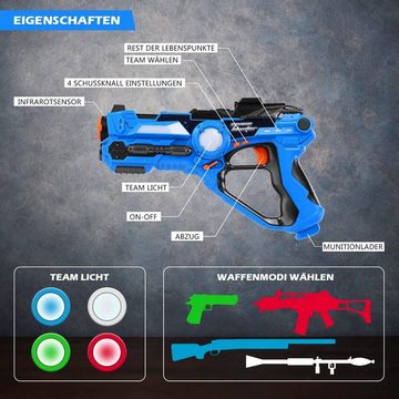 COSTWAY Laserpistole Infrarot-Spielzeugpistole (4-tlg), mit 4 Waffenmodus